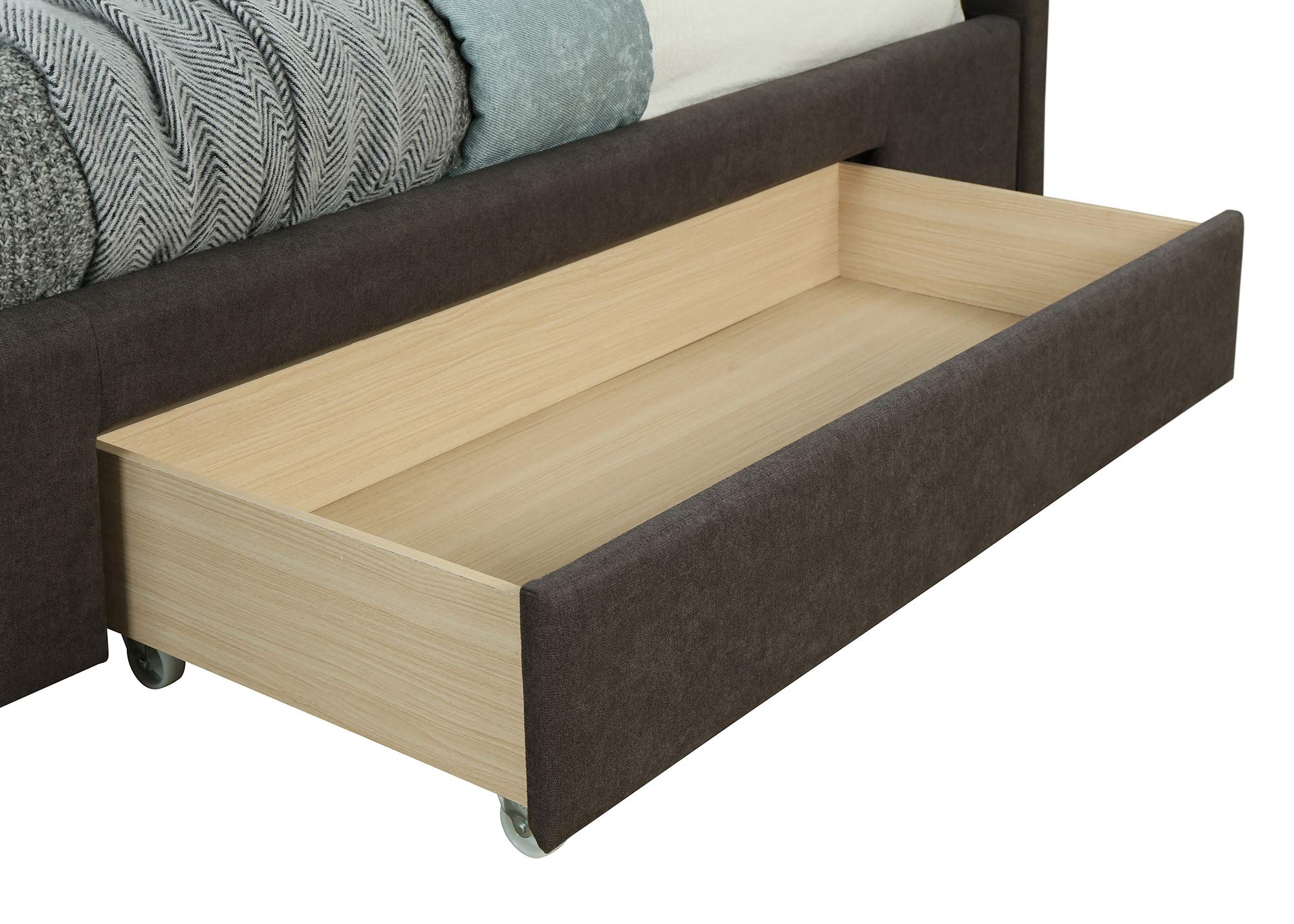 Upholstered Queen Size Platform Storage Bed with Headboard - Charcoal Gray Fabric for Modern Bedroom & Guest Room