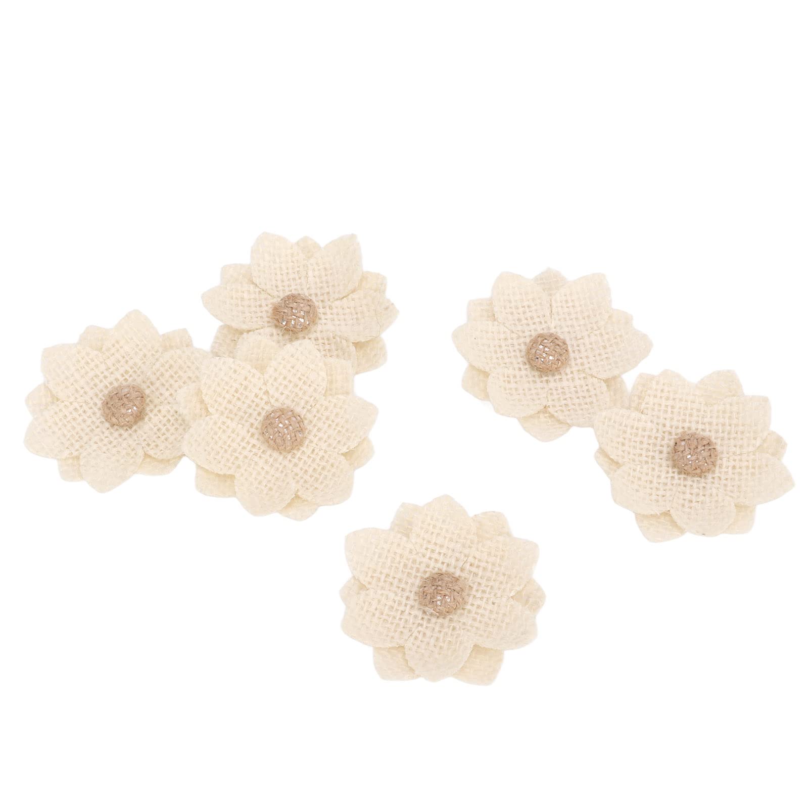 Fabric Flowers for Wedding Bags & Home Decor - European Retro Linen Floral Embellishments | Perfect for Bridal Accessories, Table Centerpieces & DIY Crafts