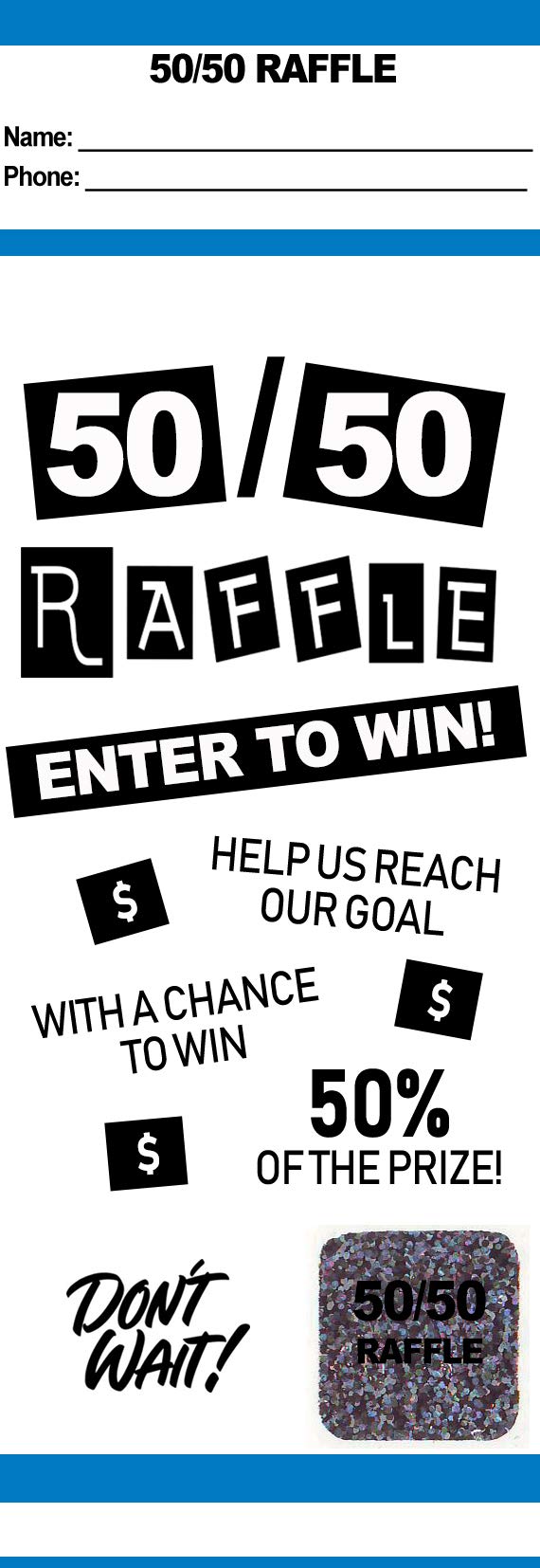Premium 50/50 Raffle Tickets Box (200 Count) - Fast & Secure Fundraising Event Tickets by MyZone Printing - Blue Color for Charity Events, School Fundraisers & Community Drawings