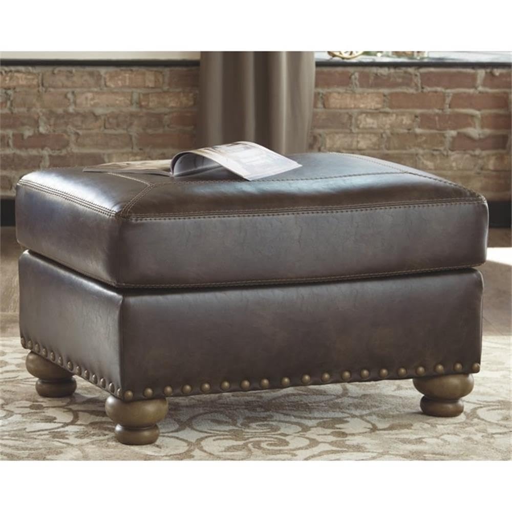 BOWERY HILL Coffee Brown Storage Ottoman with Tufted Top - Perfect for Living Room, Bedroom, or Home Office Footrest and Extra Seating