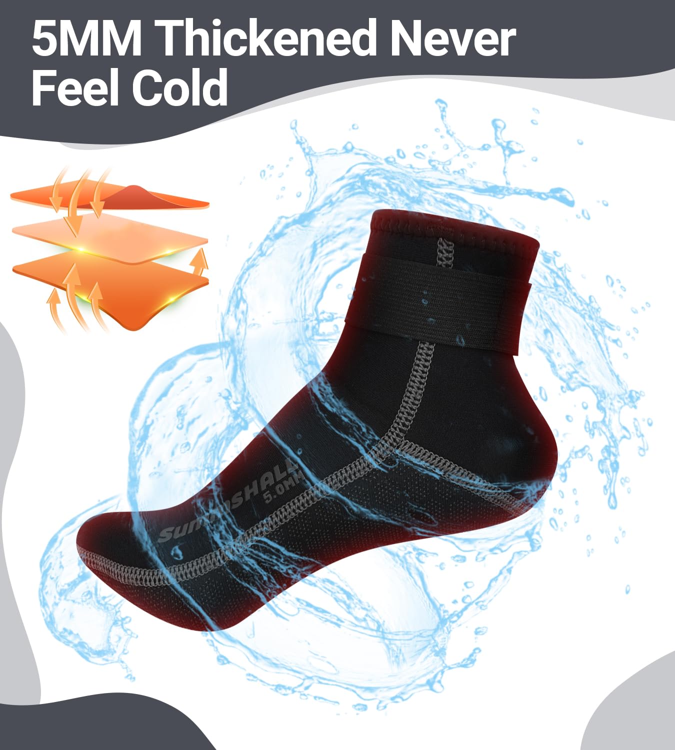 3mm Neoprene Socks - Anti-Slip Thermal Wetsuit Socks for Diving, Swimming & Surfing | Water Sports Gear for Cold Protection & Comfort