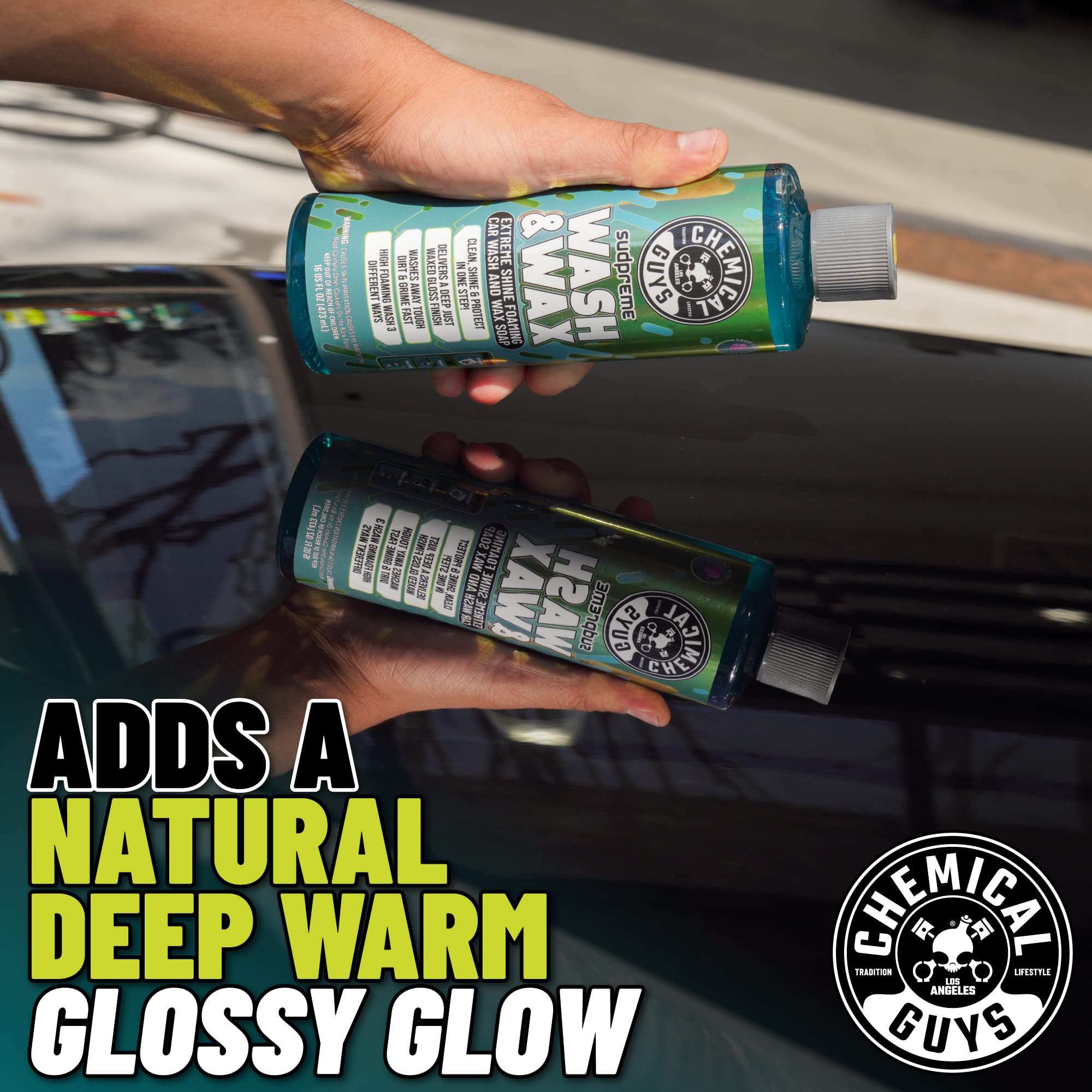 Chemical Guys CWS10216 Sudpreme Wash & Wax Extreme Shine Foaming Car Wash Soap (16 fl oz) - Safe for Cars, Trucks, SUVs, Motorcycles & RVs | pH-Balanced Formula for Glossy Finish | Perfect for Hand Washing, Foam Cannon & Pressure Washer Use