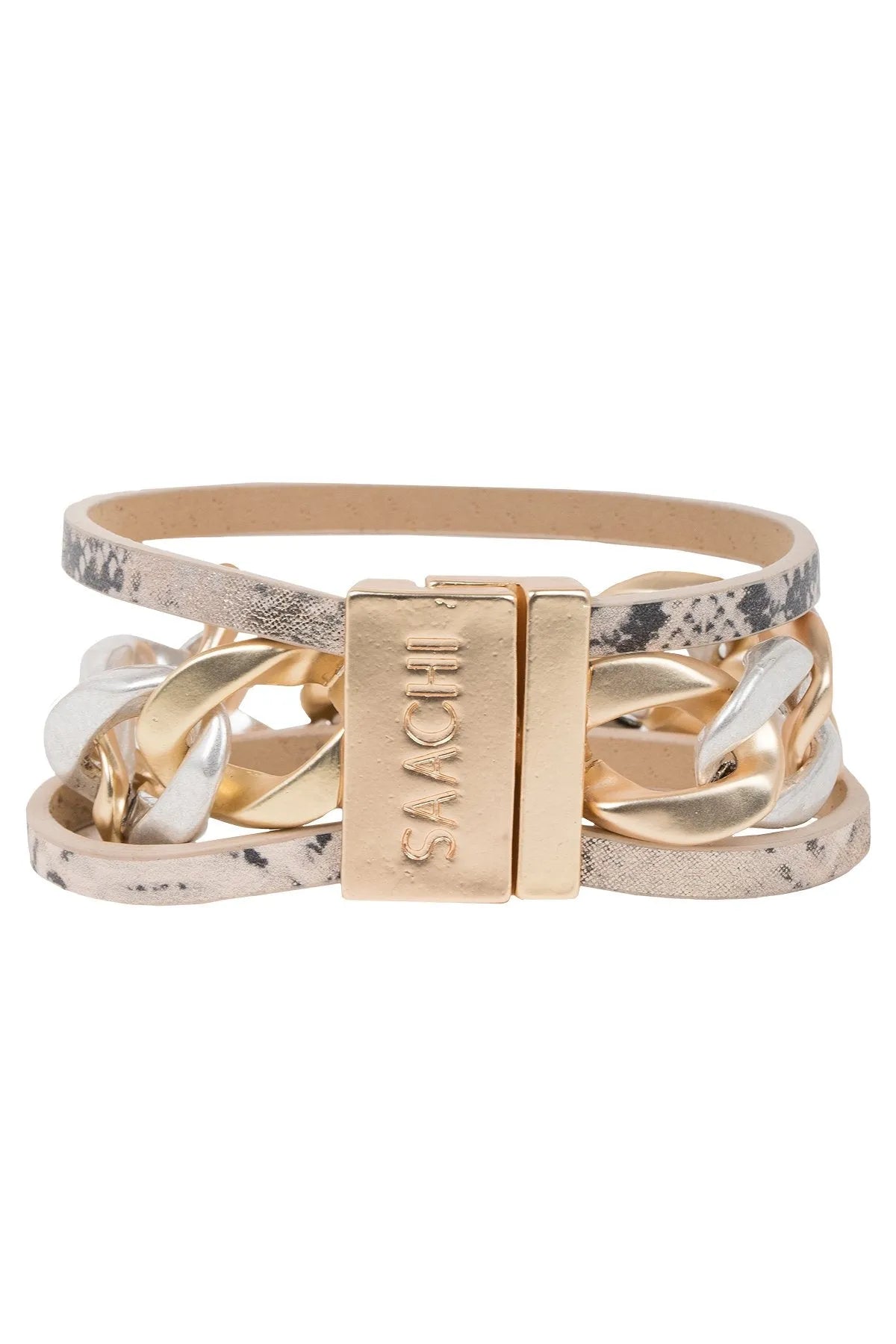 Stylish Metal Chain Link Leather Bracelet for Men & Women - Trendy Unisex Fashion Accessory for Casual Wear, Parties & Gifts
