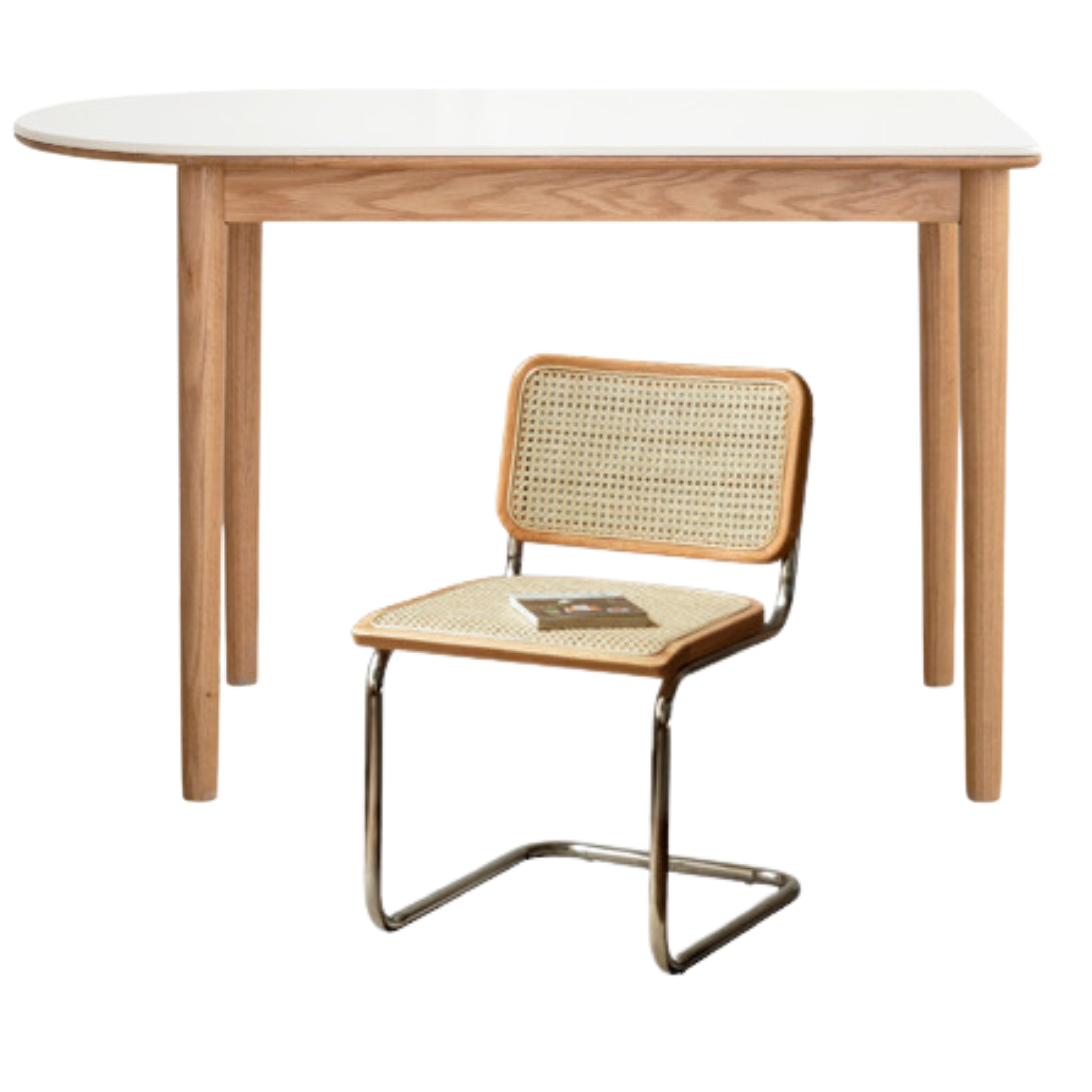 55.1x31.4x29.9 inch / 140x80x76.4 cm / Natural Wood Color / rock board dining table + four chairs