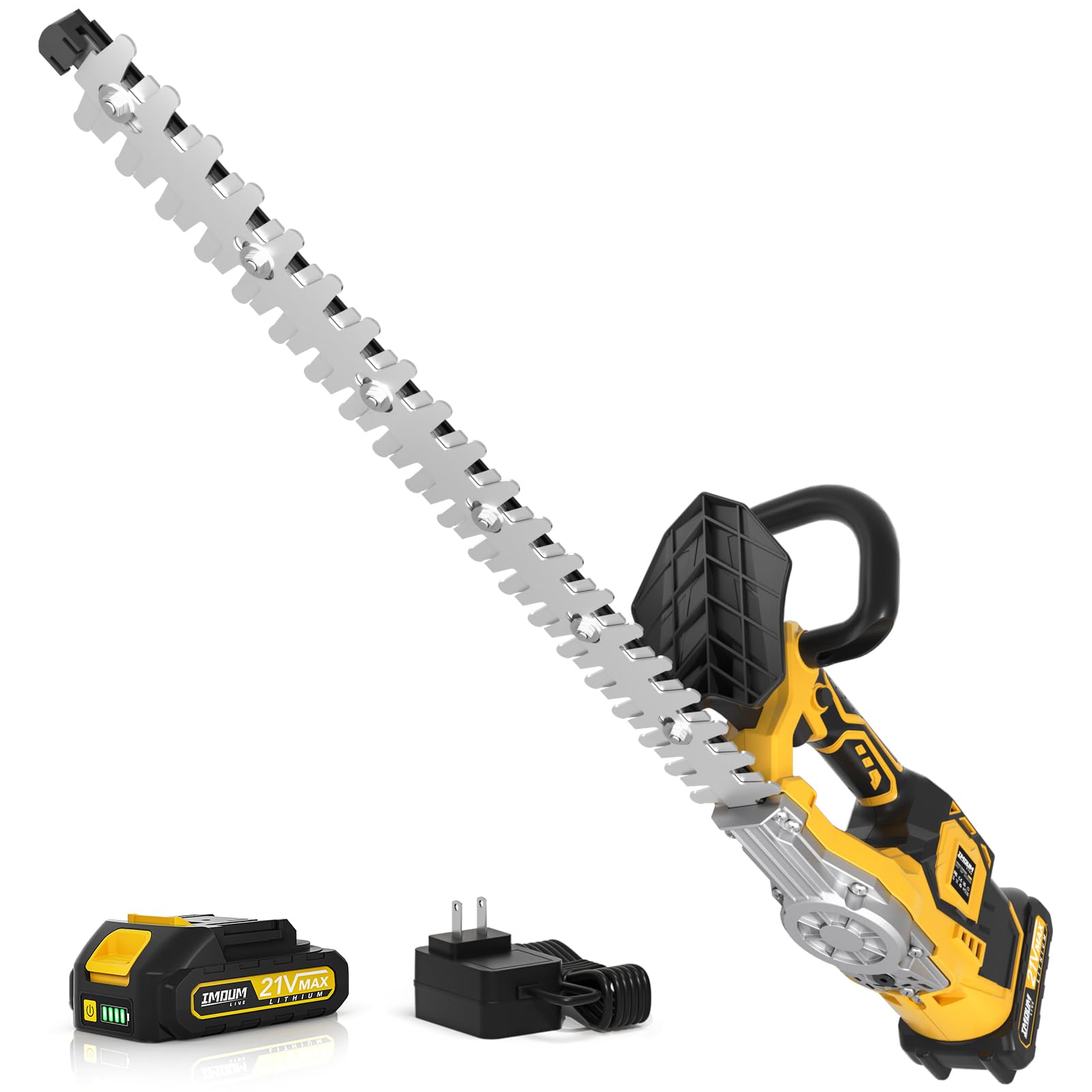 Cordless Hedge Trimmer with Battery & Charger - 20 Inch Electric Shrub Trimmer, 3000RPM Brushless Motor, 1/2 Inch Cutting Capacity, Lightweight 4.4LBS - Compatible with Extension Pole for Lawn Care, Garden Maintenance & Landscaping
