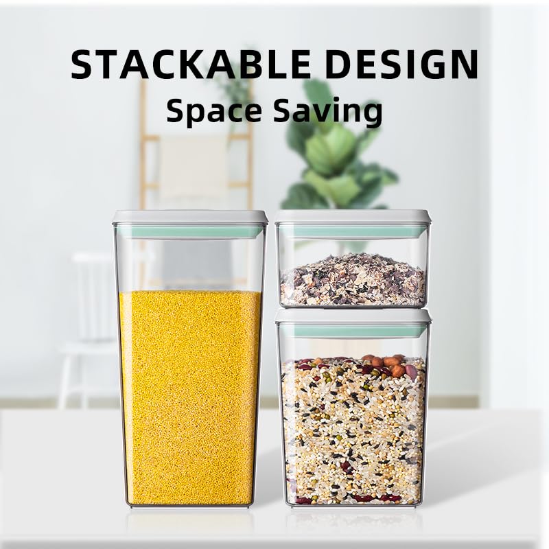 Airtight Food Storage Containers with Lids - 3-Piece BPA-Free Kitchen & Pantry Organization Set, Leakproof Stackable Containers for Cereal, Flour, Sugar (0.5, 1.2, 1.8 QT) | Perfect for Baking, Meal Prep & Pantry Organization