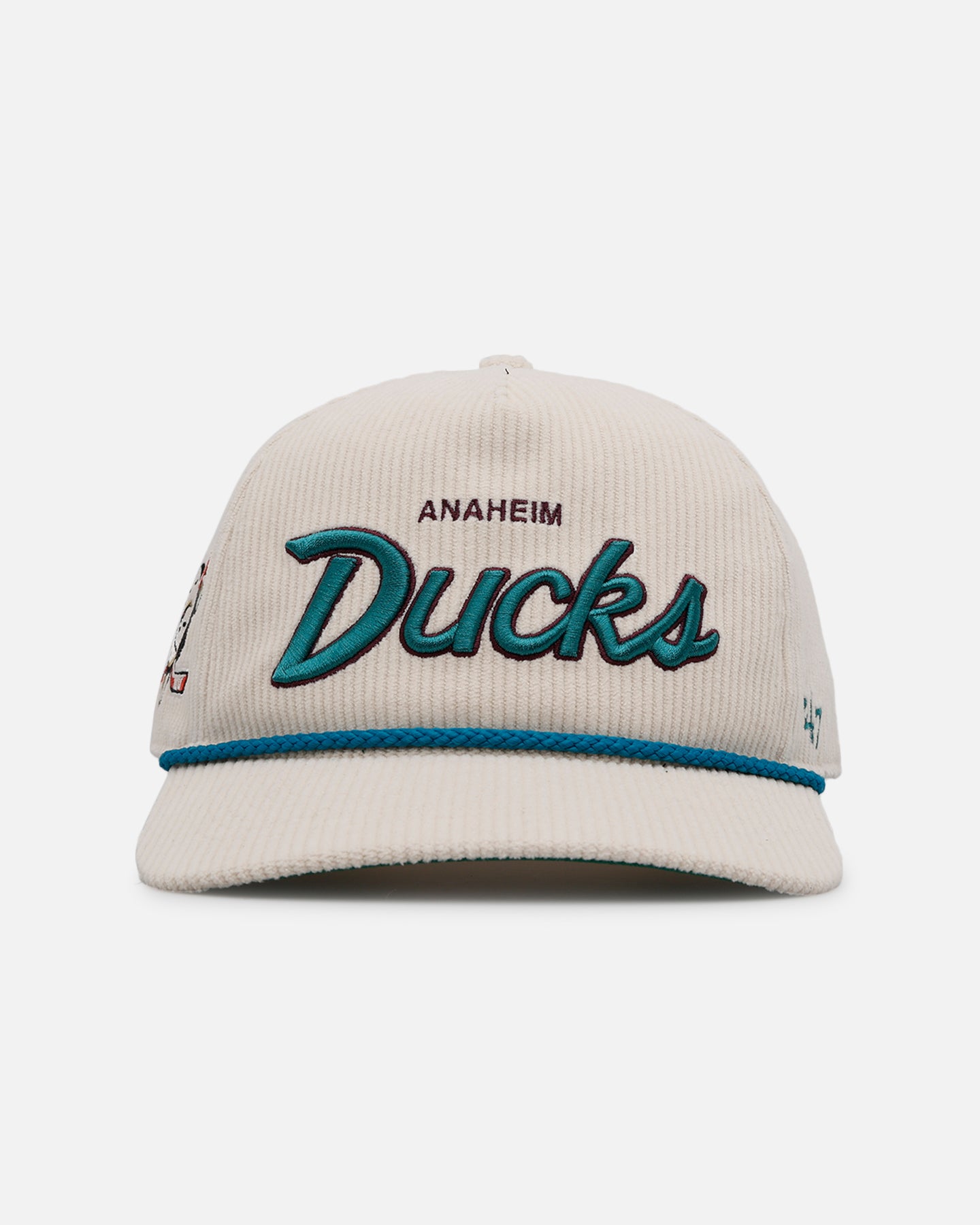 47 Brand Anaheim Ducks 'Natural Script' Premium Hitch Corduroy Snapback Hat - Official NHL Licensed Adjustable Baseball Cap for Men & Women - Perfect for Sports Fans, Casual Wear & Game Day Outfits