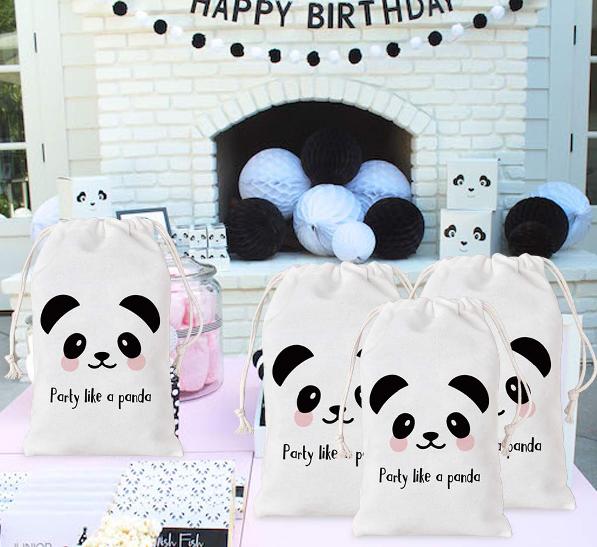 Panda Party Favor Bags 12 Pack - Cute Animal Themed Goodie Bags for Candy, Treats & Gifts | Perfect for Panda Birthday Parties, Baby Showers & Kids' Party Decorations