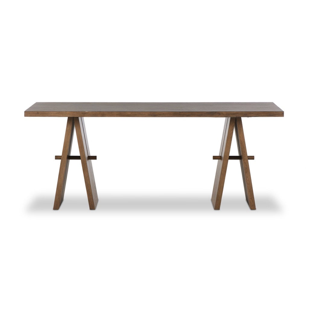 Rustic Grey Veneer Wylie Desk - Modern Farmhouse Home Office & Study Writing Table for Small Spaces