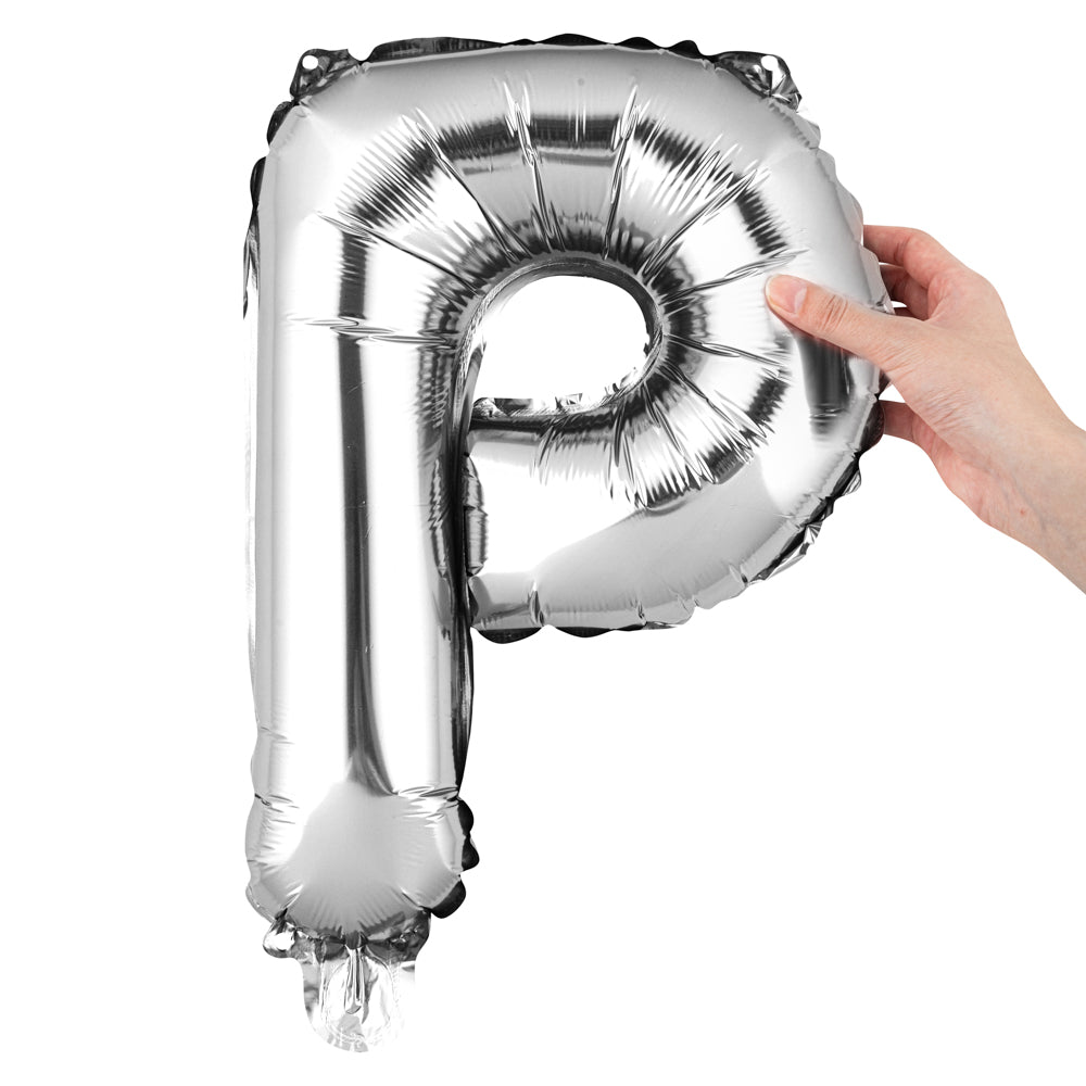 Balloonify Silver Mylar Letter P Balloon - 16 Inch Large Foil Alphabet Balloon for Birthday Parties, Baby Showers & Wedding Decorations (1 Count)