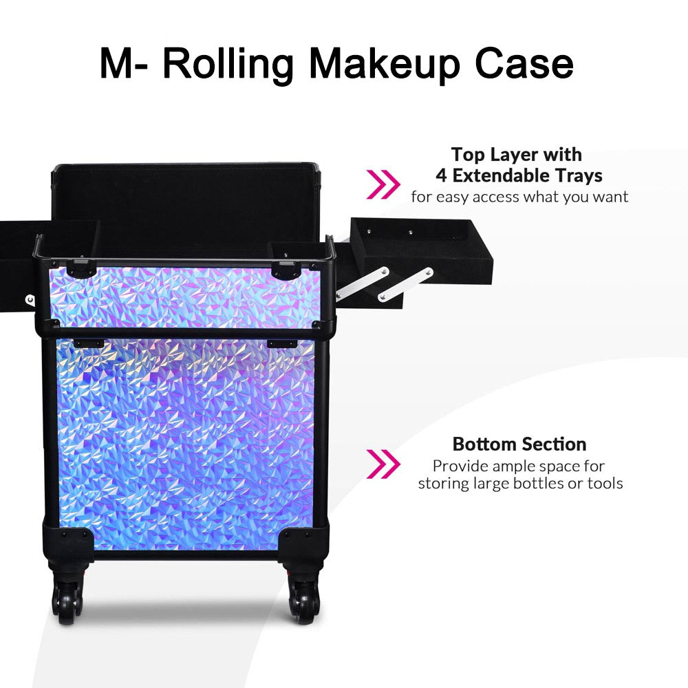 TheLAShop Professional Rolling Makeup Case - Large Capacity Cosmetic Organizer with Wheels for Hairstylists, Estheticians & Mobile Beauty Professionals | Perfect for Salon, Travel & On-the-Go Makeup Artists