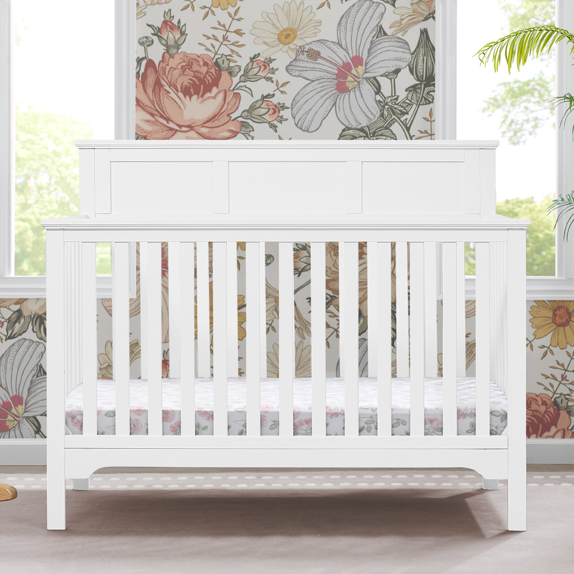 Sweet Beginnings Hart Flat Top 6-in-1 Convertible Crib - Nursery Furniture for Baby to Toddler Bed | Perfect for Modern Nurseries & Small Spaces