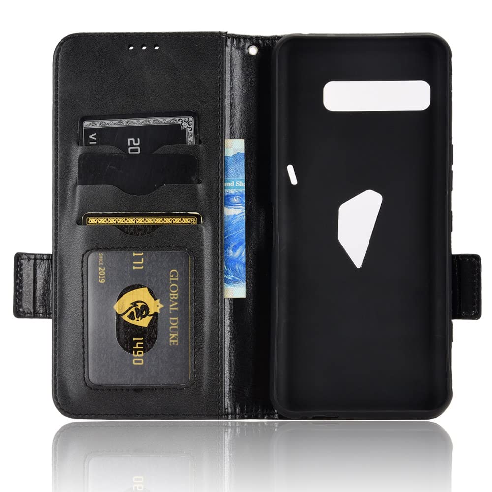 Premium Leather Flip Stand Case for Asus ROG Phone 3 I003DD / ROG Phone III Strix ZS661KS - Shockproof Protective Cover with Kickstand (Black) | Perfect for Gaming, Work & Travel Protection