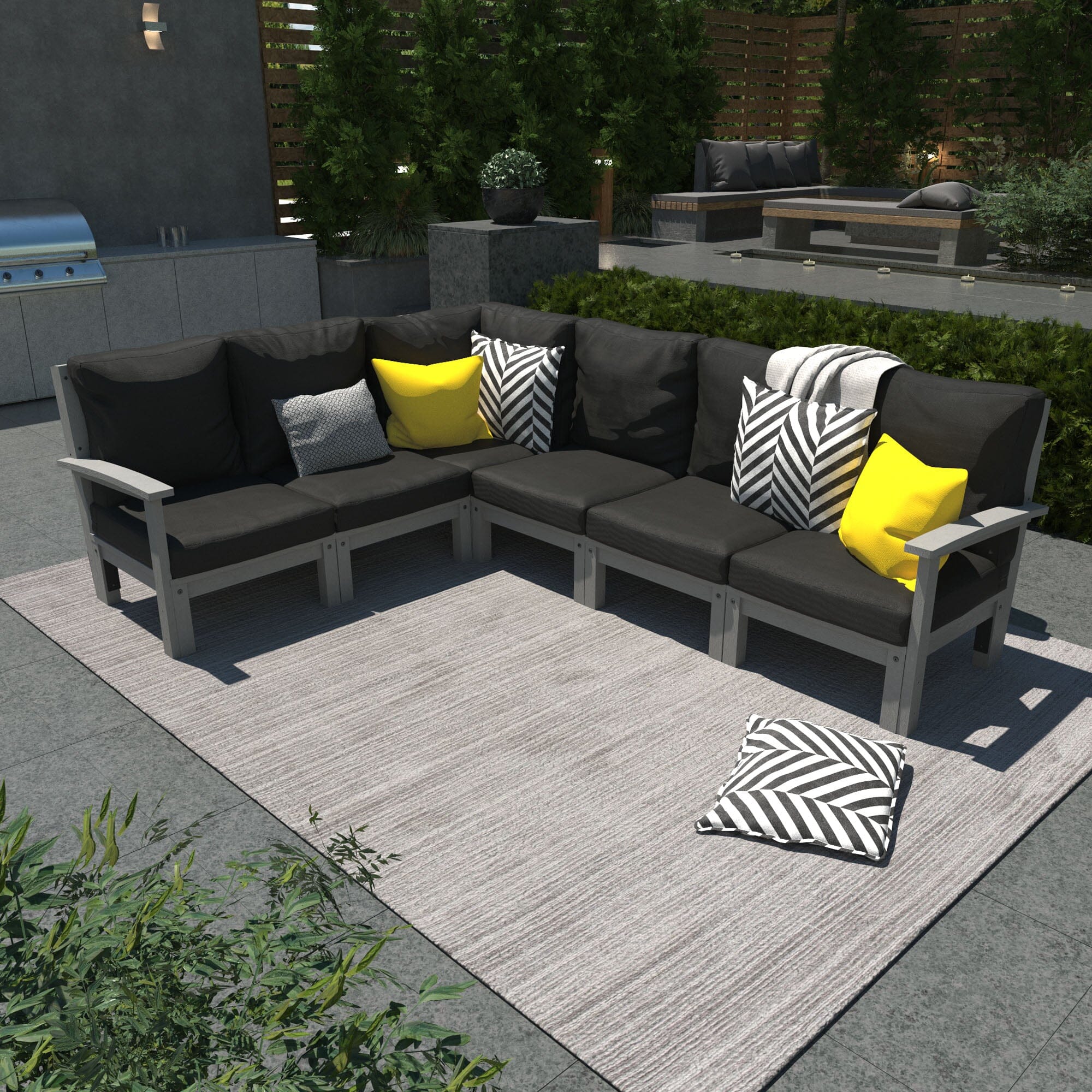 Custom 6-Piece Deep Seating Sectional Sofa Set for Living Room - Modern L-Shaped Couch with Ottoman, Perfect for Family Gatherings & Relaxation