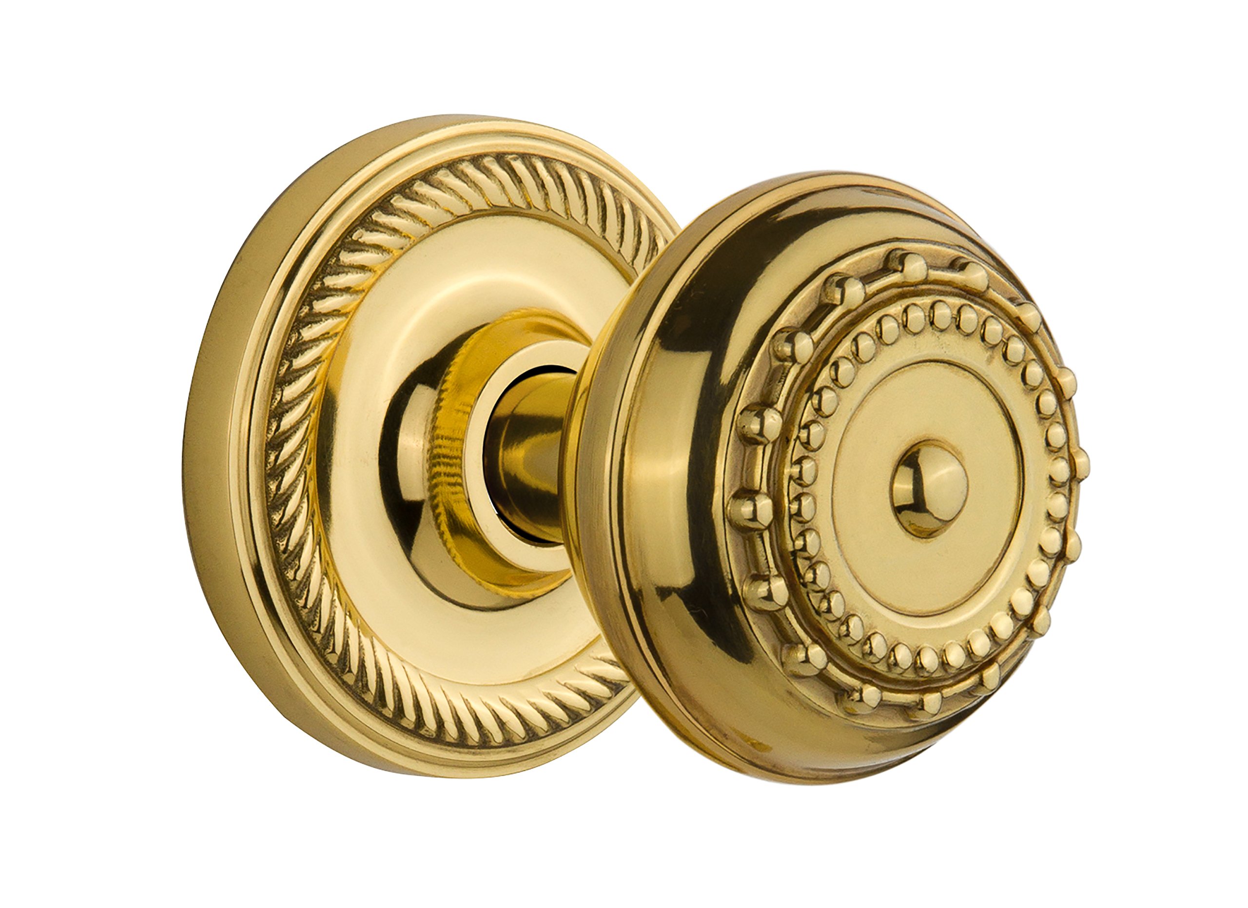 Vintage Rope Rosette with Meadows Knob - Single Dummy Door Plate in Polished Brass | Classic Home Decor for Victorian & Farmhouse Style Doors