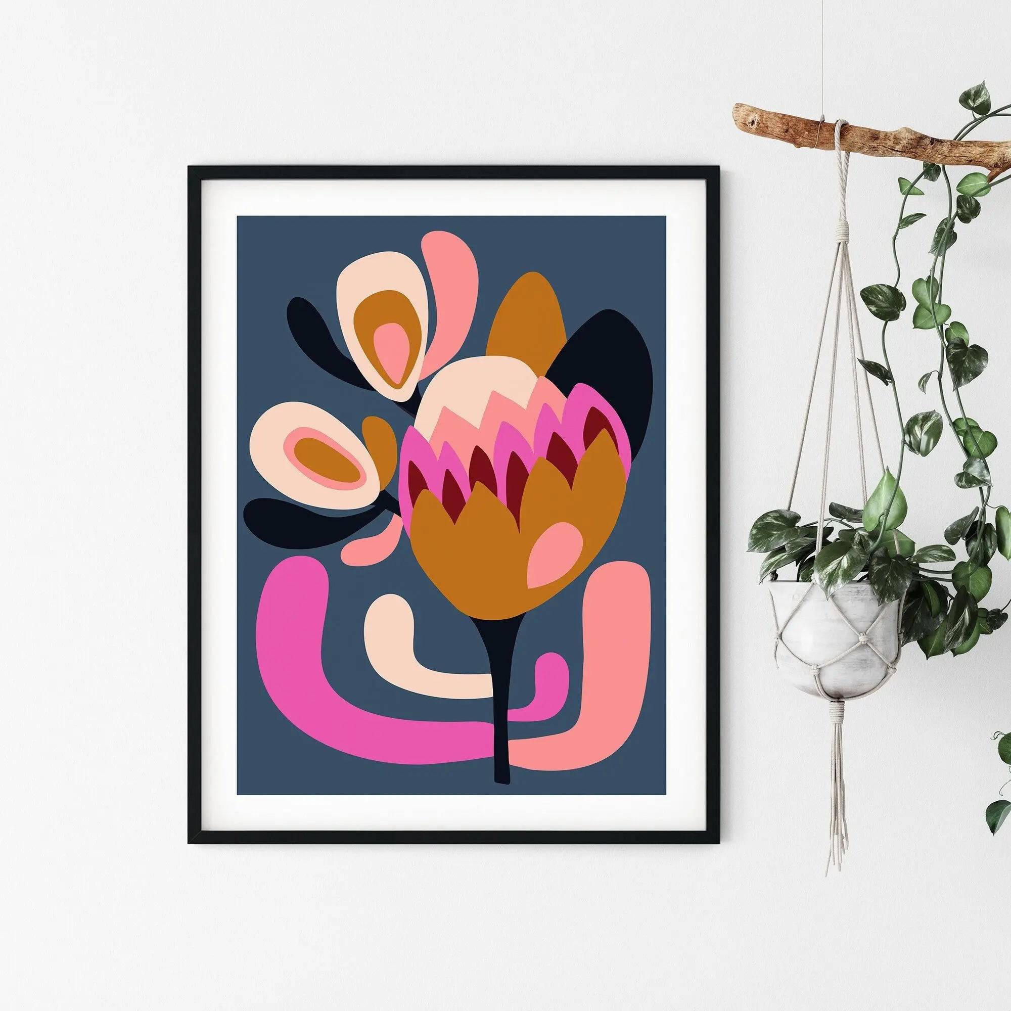 Modern Protea Wall Art Print - Handmade Floral Canvas Painting for Home Decor - Perfect for Living Room, Bedroom & Office