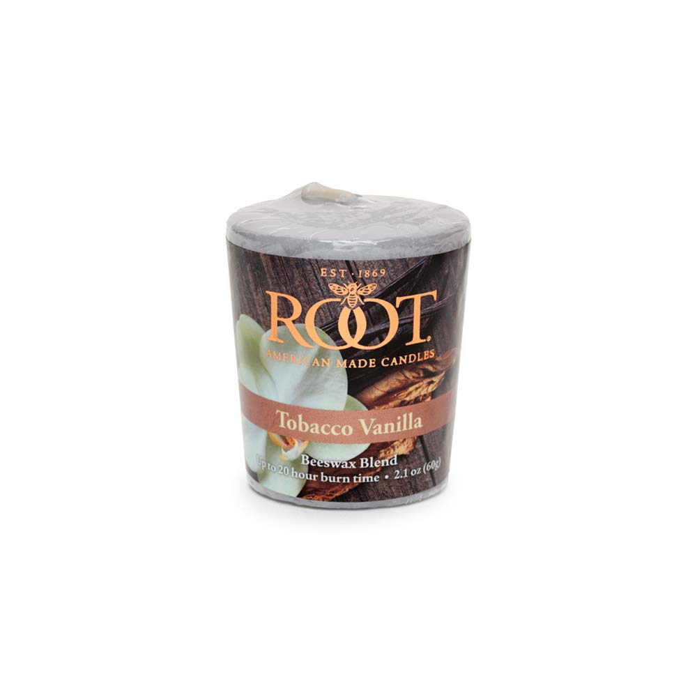 Root Candles 20-Hour Scented Beeswax Blend Votive Candles - 18 Count, Tobacco Vanilla Scent for Home, Spa & Relaxation - Long-Lasting Aromatherapy Candles for Meditation, Romantic Dinners & Cozy Ambiance