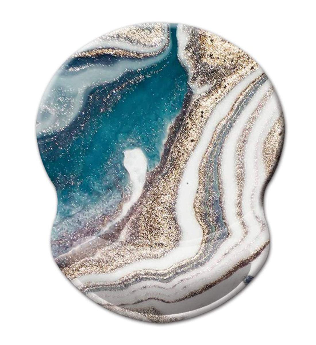 Ergonomic Mouse Pad with Wrist Support - Non-Slip Desk Mat for Office, Computer, Laptop & Mac - Durable Comfortable Lightweight Mousepad (Green Golden Marble) - Perfect for Long Work Hours & Gaming Sessions