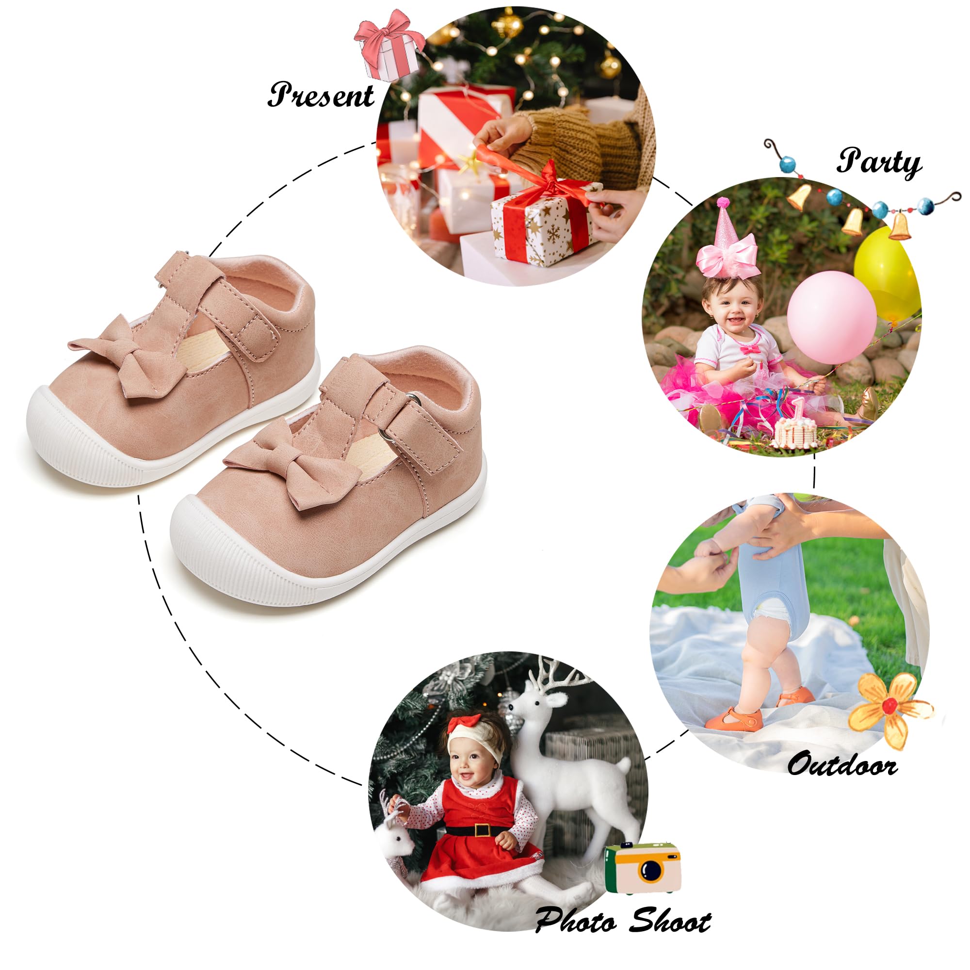 Felix & Flora Soft Sole Baby Dress Shoes for Infants - Non-Slip Rubber Sole Moccasins for First Walkers & Crib Shoes | Perfect for Special Occasions, Playtime & Everyday Wear