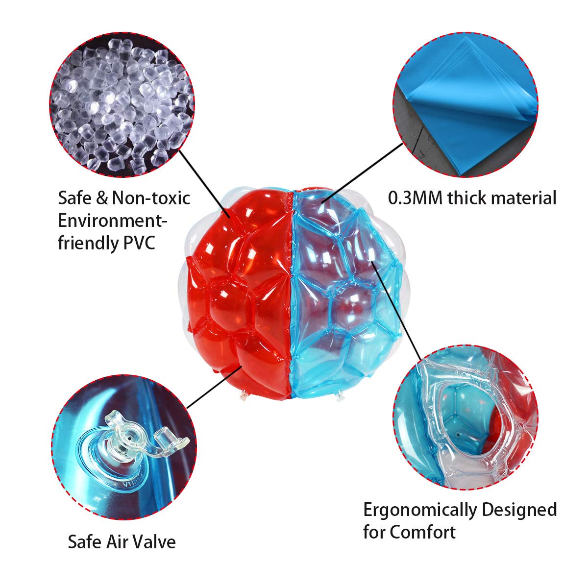 **SUNSHINEMALL 2 Pack Inflatable Bumper Balls for Adults & Kids (3ft/0.90m) - Giant Sumo Balls, Body Bumpers, Zorb Ball for Outdoor Games, Backyard Fun, Parties, and Team Building Activities**