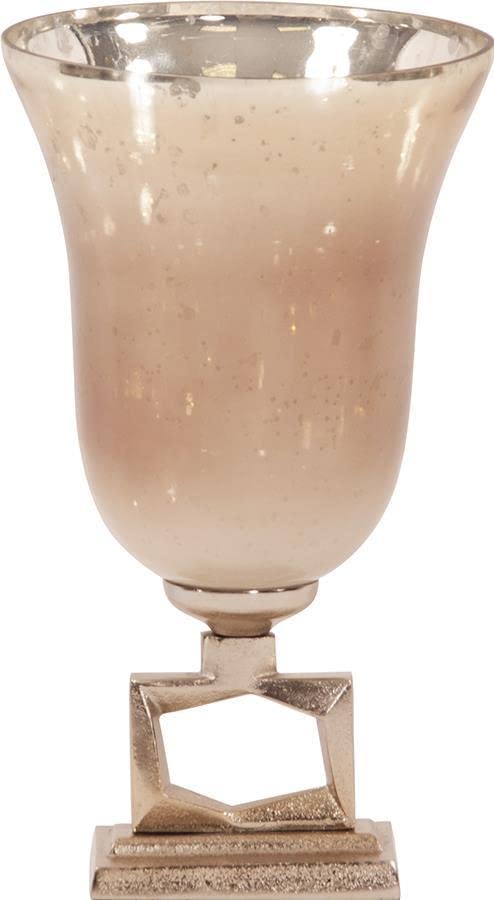 Howard Elliott Small Footed Vase in Champagne Gold & Antiqued Apricot - Aluminum Decorative Vase for Home Decor, Wedding Centerpiece, Tabletop Display