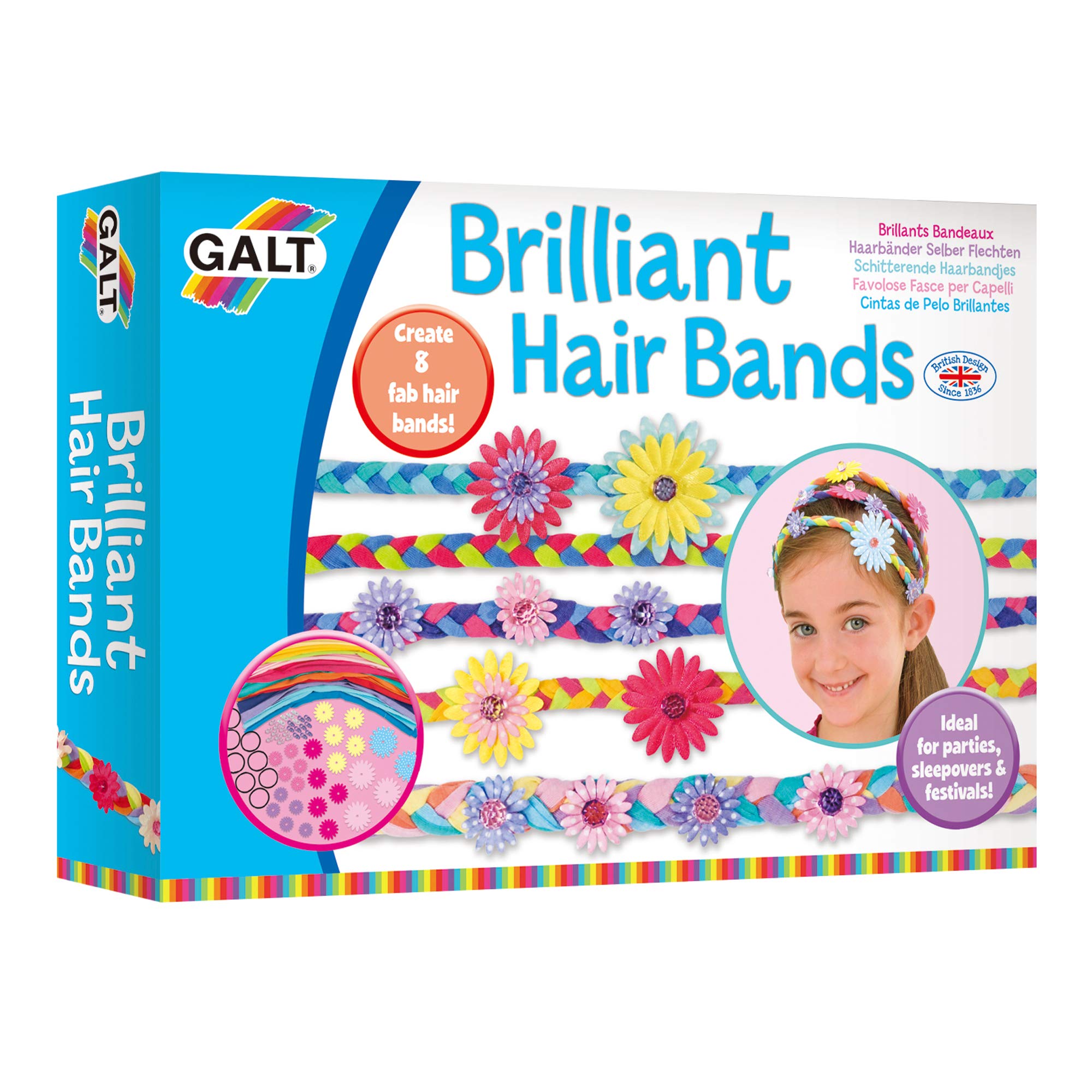 Galt Toys Brilliant Hair Bands for Girls - Colorful Stretchy Headbands for Kids - Perfect for School, Sports, and Everyday Wear