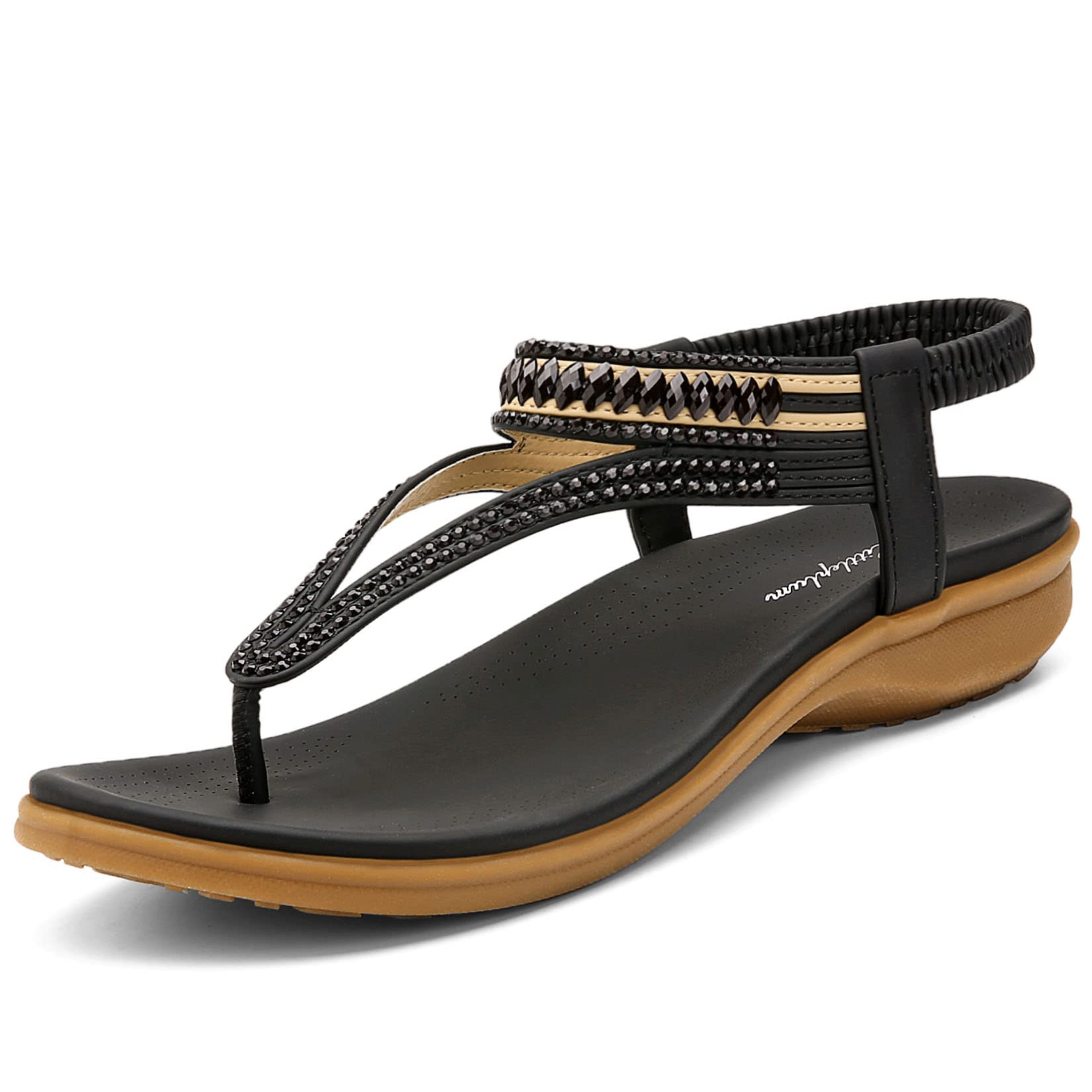 Littleplum Women's Comfort Arch Support Sandals - Summer Walking Shoes with Ankle Elastic Straps | Casual Flip Flops for Beach, Travel & Everyday Wear