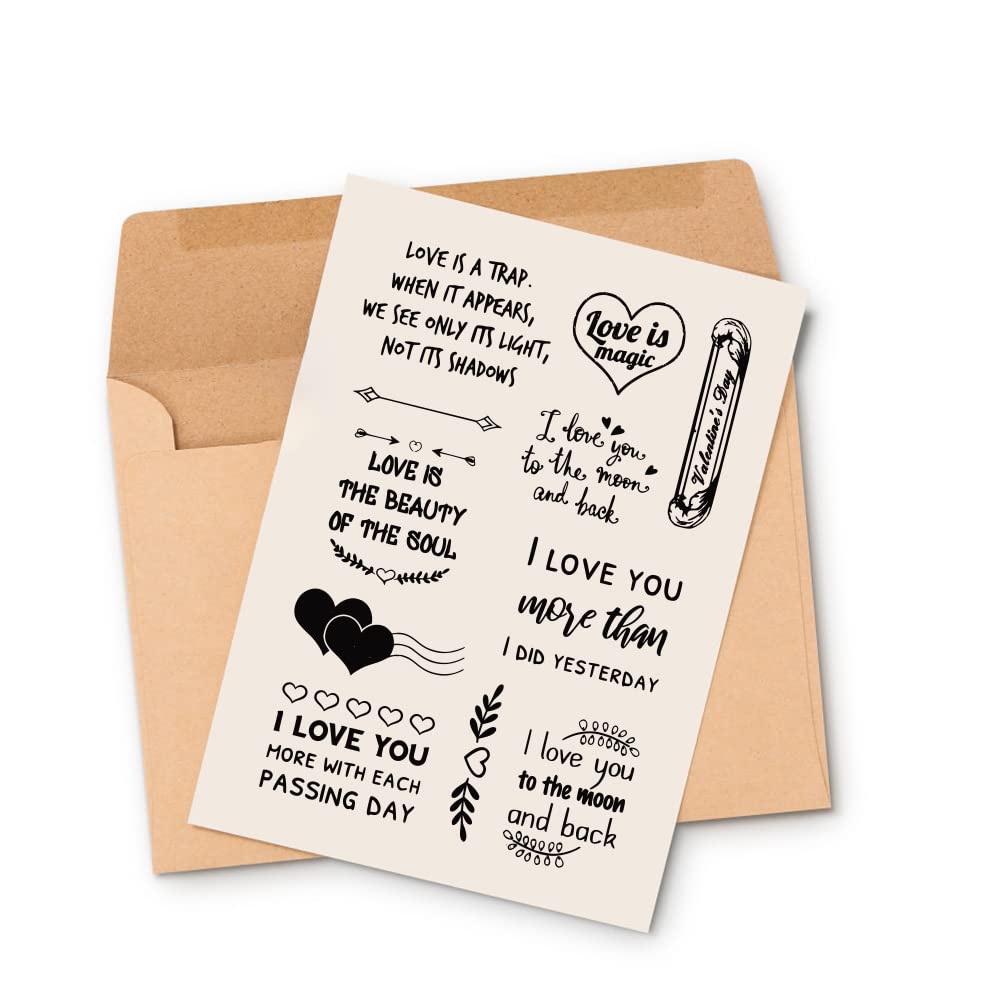 Love Words Sentiment Clear Stamps for Card Making, Scrapbooking & DIY Decor | Arrow Heart Stamps for Embossing, Album Crafts & Valentine's Décor | Perfect for Greeting Cards, Journals & Handmade Gifts