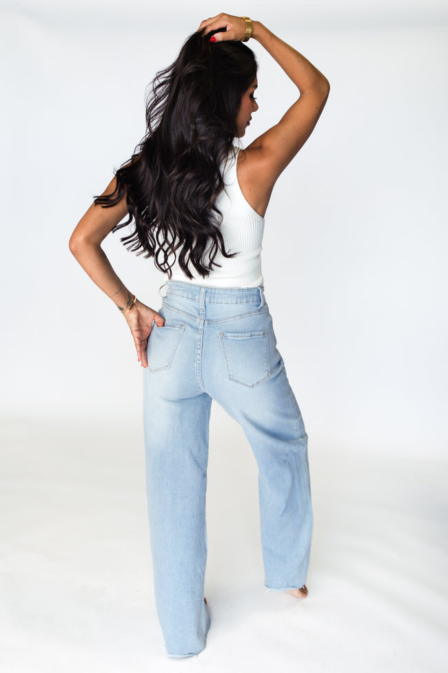Kelsea Light Wash Wide Leg Jeans for Women - High Waisted Stretch Denim Pants - Casual & Comfortable Everyday Wear for Office, Shopping & Weekend Outings