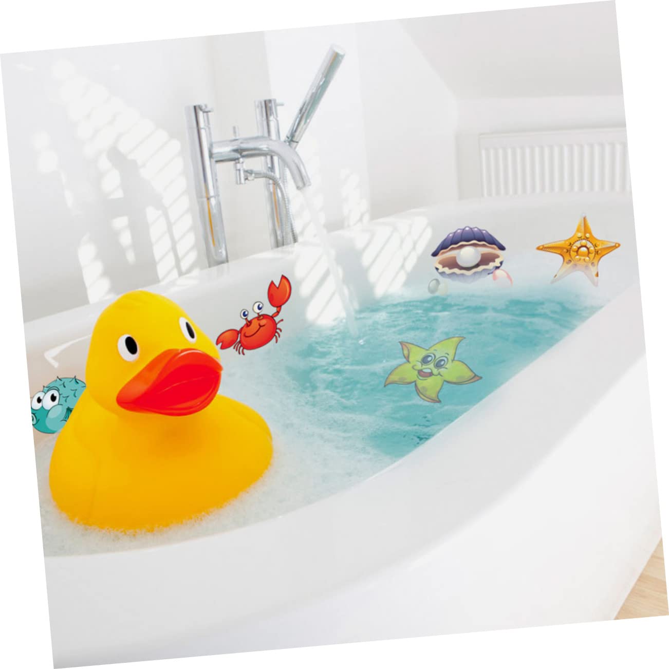 HEMOTON 4 Pack Waterproof Bathroom Wall Decals - Fun PVC Bathtub Stickers for Kids Boys & Girls - DIY Shower Tile Decor for Nursery, Playroom & Bathroom Makeover