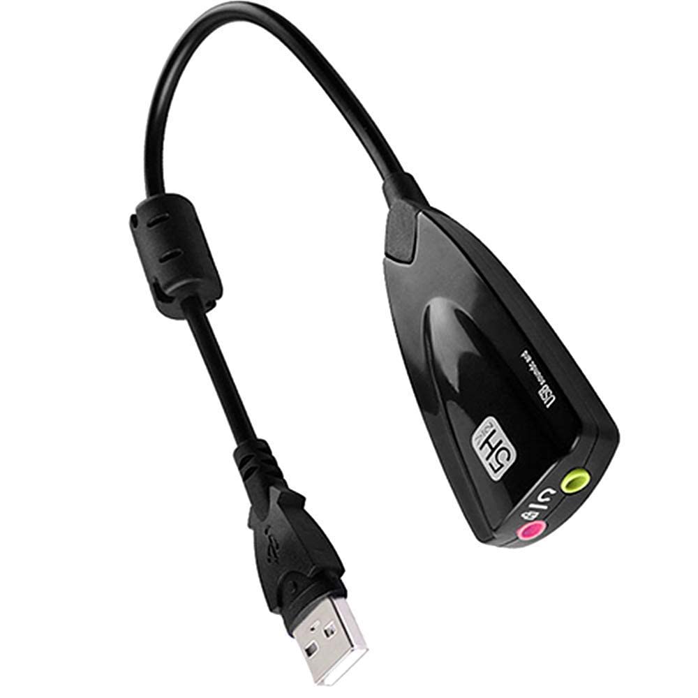 Storin 5hv2 USB 7.1 Channel External Sound Card - Virtual Surround Sound Audio Adapter for PC/Laptop - Gaming, Music & Movie Enhancement (Black)
