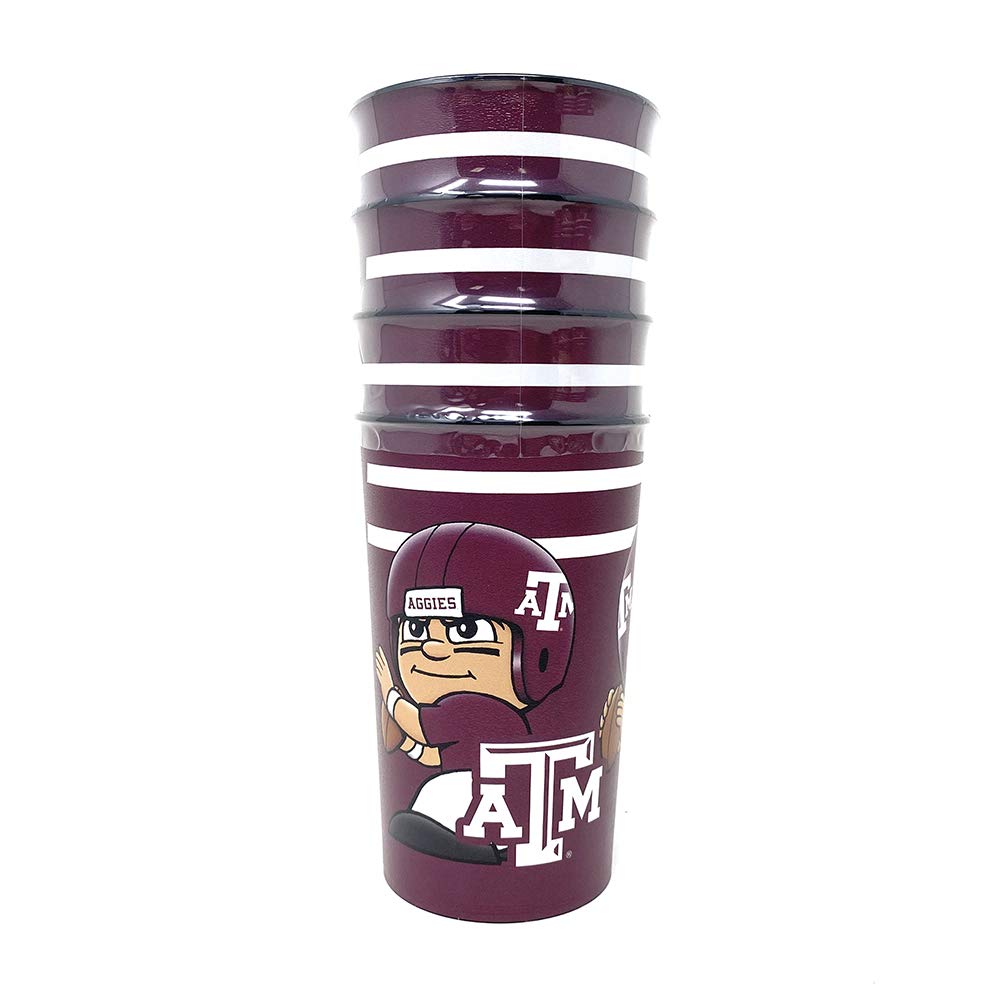 NCAA Party Cups 4-Pack - Reusable Plastic Drinking Cups for Beer, Soda & Cocktails - Dishwasher Safe Multipurpose Cups - Perfect for Game Day, Tailgating, BBQs & College Parties