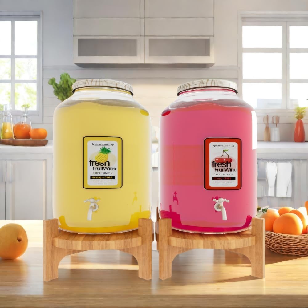 2-Pack Natural Bamboo Drink Dispenser Stand - Fits 8.66