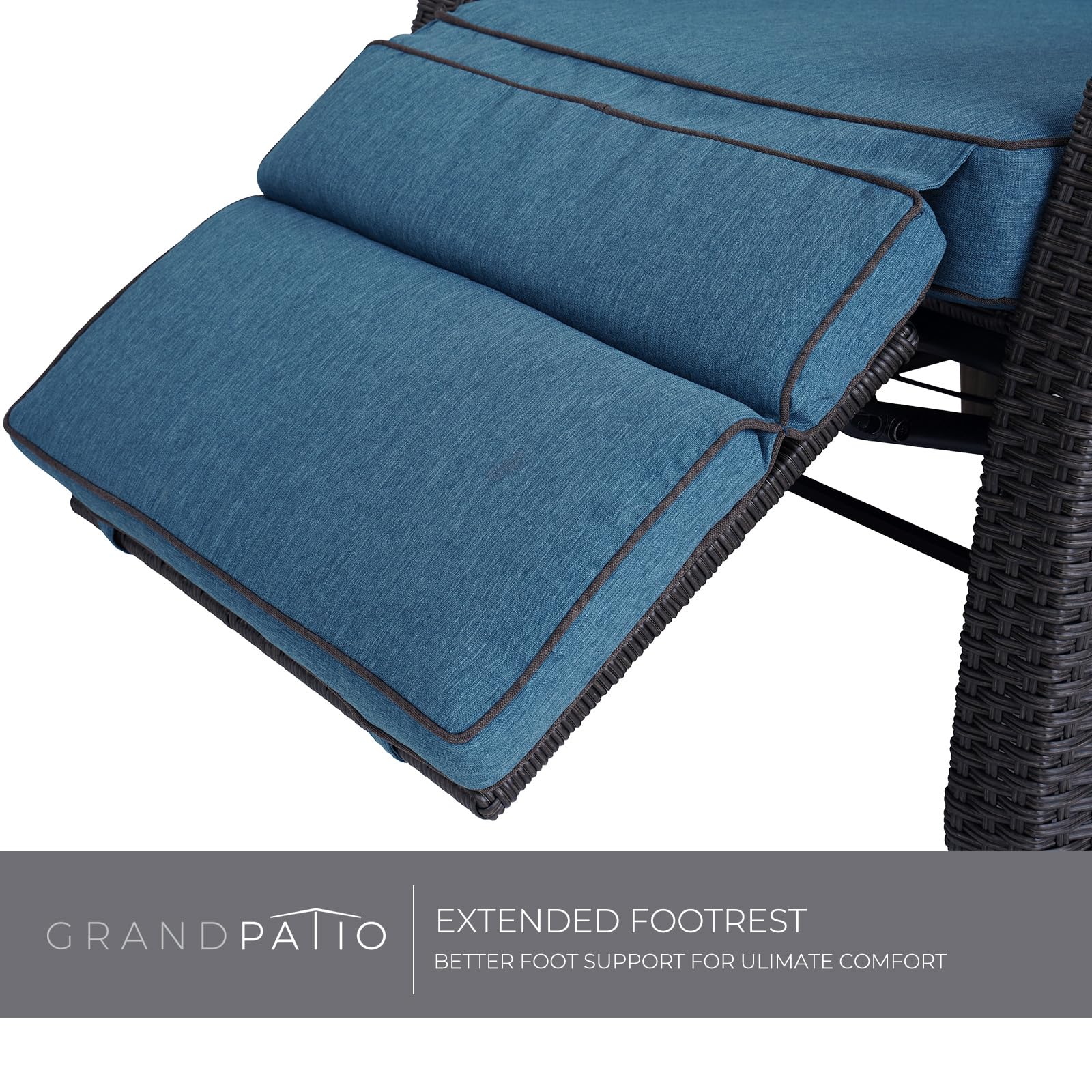 Premium Outdoor Recliner Chair - 150° Adjustable Lay Flat Patio Lounge Chair with Flip-Up Side Table, Weather-Resistant Wicker Design in Peacock Blue - Perfect for Poolside, Backyard Relaxation, Sunbathing & Outdoor Living Spaces | Ideal for Beach, Garden, Deck, and Patio Lounging