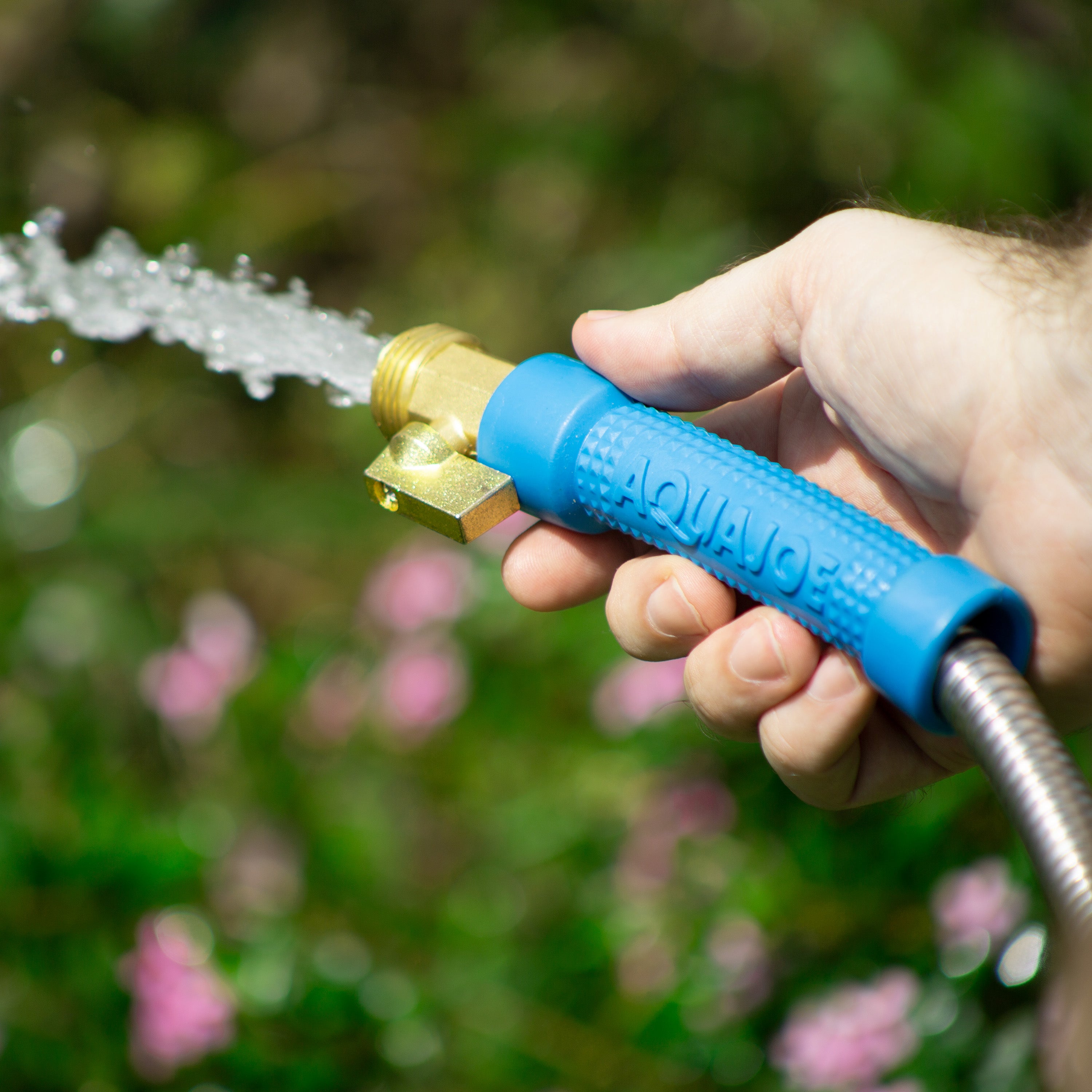 Aqua Joe AJSGH50 MAX Heavy Duty Puncture Proof Garden Hose - 50ft, 1/2 Inch with Brass Fittings & On/Off Valve, 304 Stainless Steel Spiral Construction | Perfect for Watering Lawns, Washing Cars, and Outdoor Cleaning