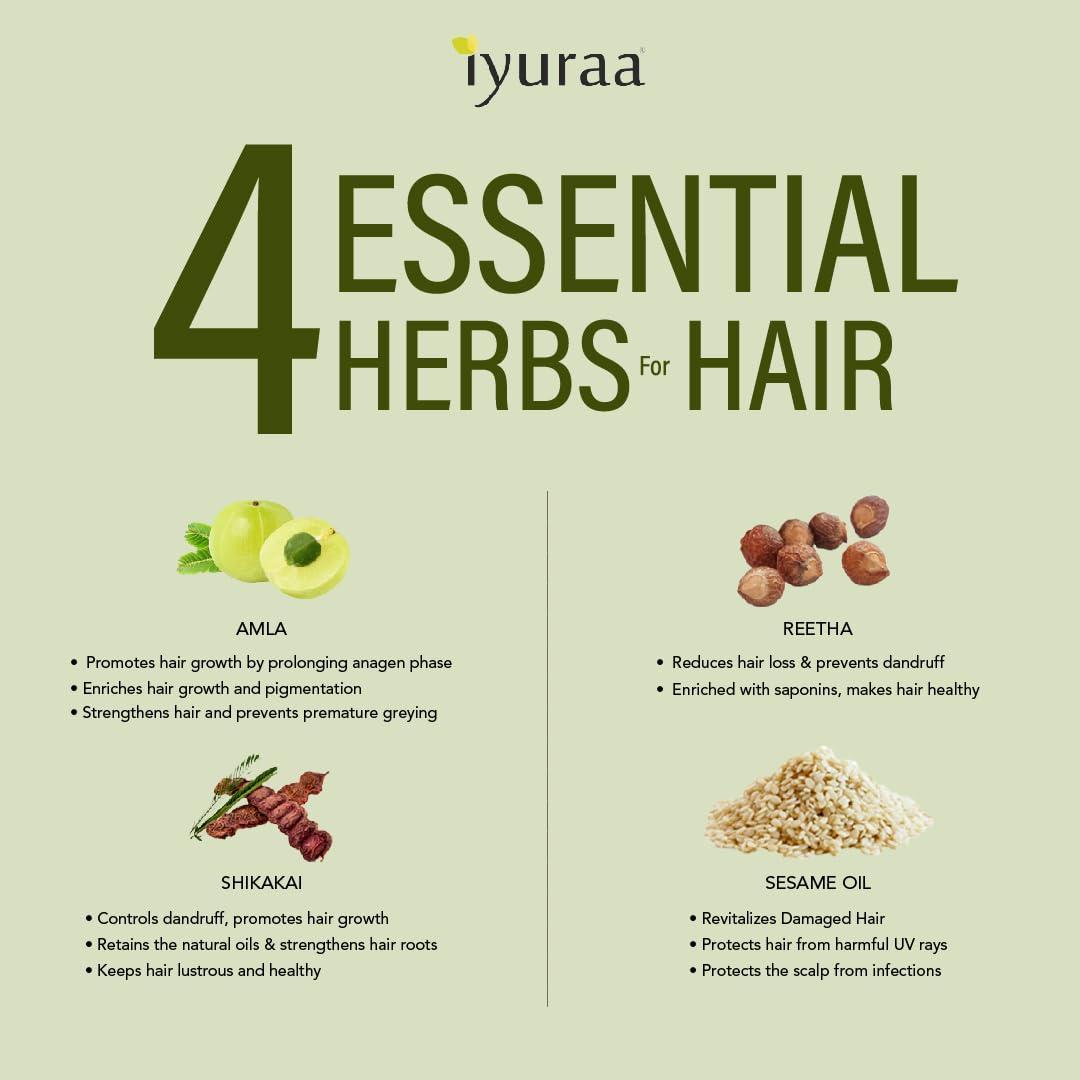 IYURAA PHYTOSCIENCE Ayurvedic Hair Growth Oil with Reetha, Shikakai & Amla - 100ml Sesame Oil Based Treatment for Hair Loss Prevention & Healthy Scalp - Includes Free Neem Comb for Daily Hair Care & Styling
