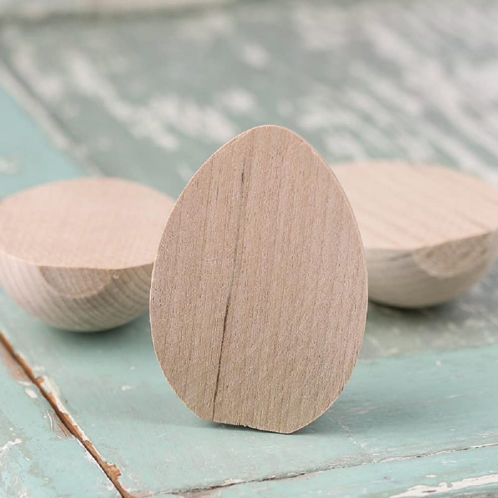 12 Pack Smooth Solid White Birch Unfinished Wood Split Eggs for Easter Crafts & DIY Decor – 2.5