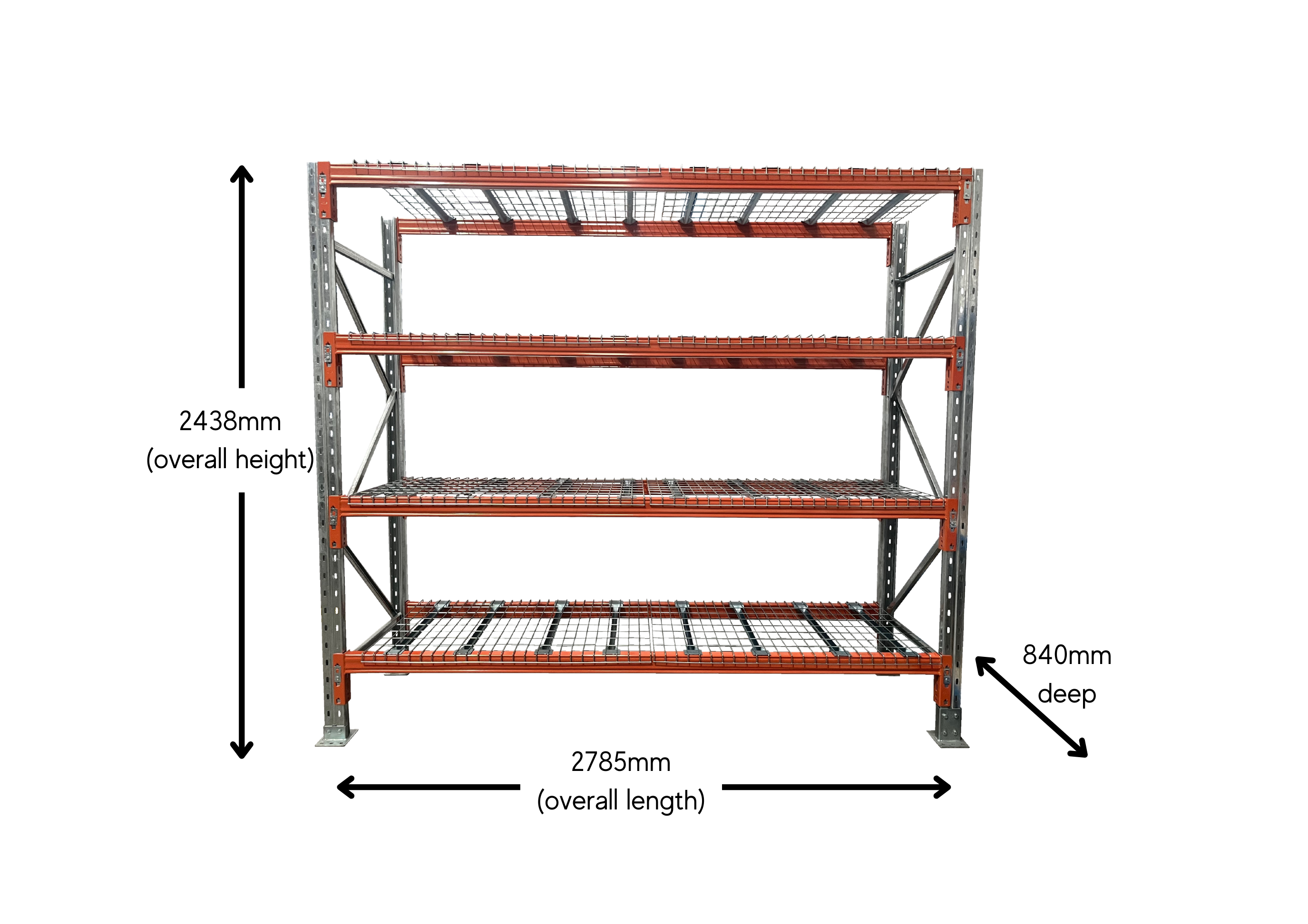 Heavy Duty Shelving Starter Bay 2438mm High with Mesh - Industrial Storage Rack for Warehouse, Garage & Home Organization
