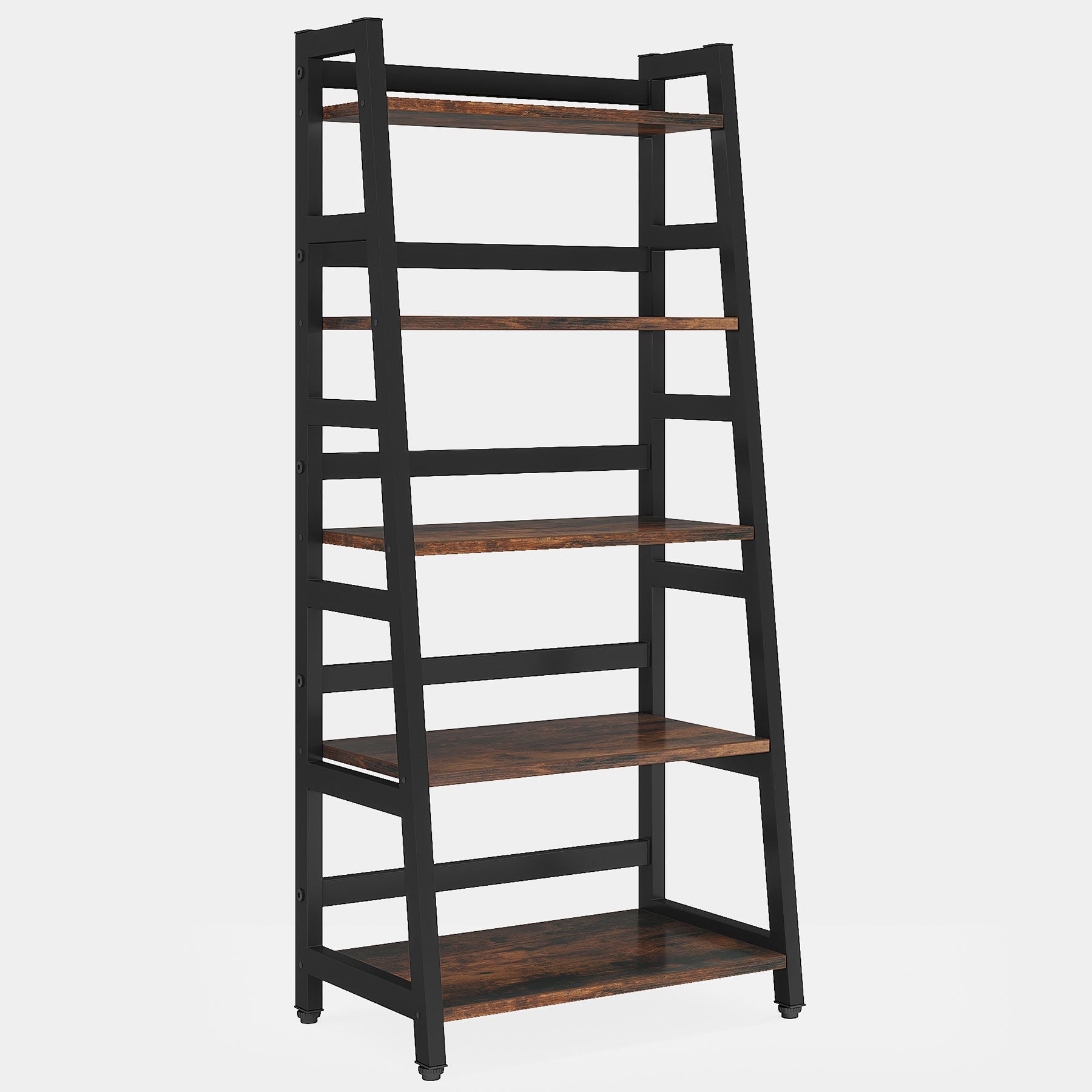 5 Tier Bookshelf - Modern Ladder Bookcase with Storage Shelf, Wooden Display Shelf for Living Room, Bedroom, Home Office - Perfect for Organizing Books, Decor & Storage Needs