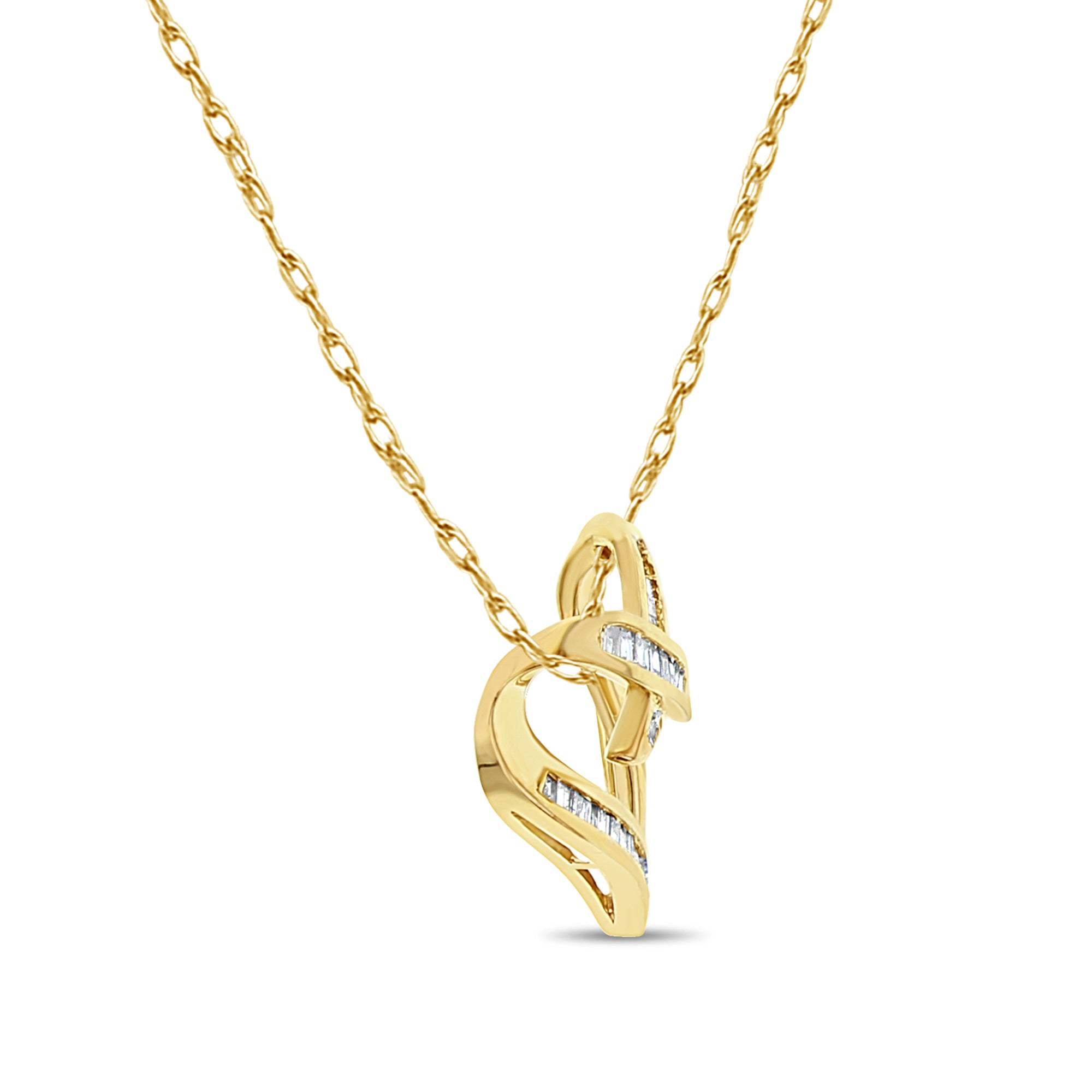 1 Carat Baguette Diamond Floating Heart Necklace - 14K Gold Dainty Pendant for Women - Perfect Gift for Anniversary, Valentine's Day & Special Occasions
