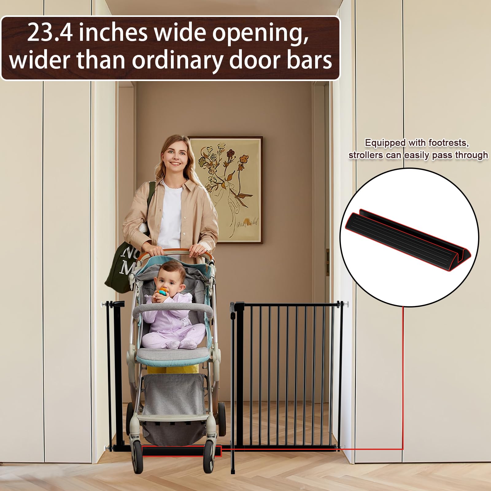 DEARBB Extra Wide Baby Gate with Ultra Narrow Spacing (30.11-73.42