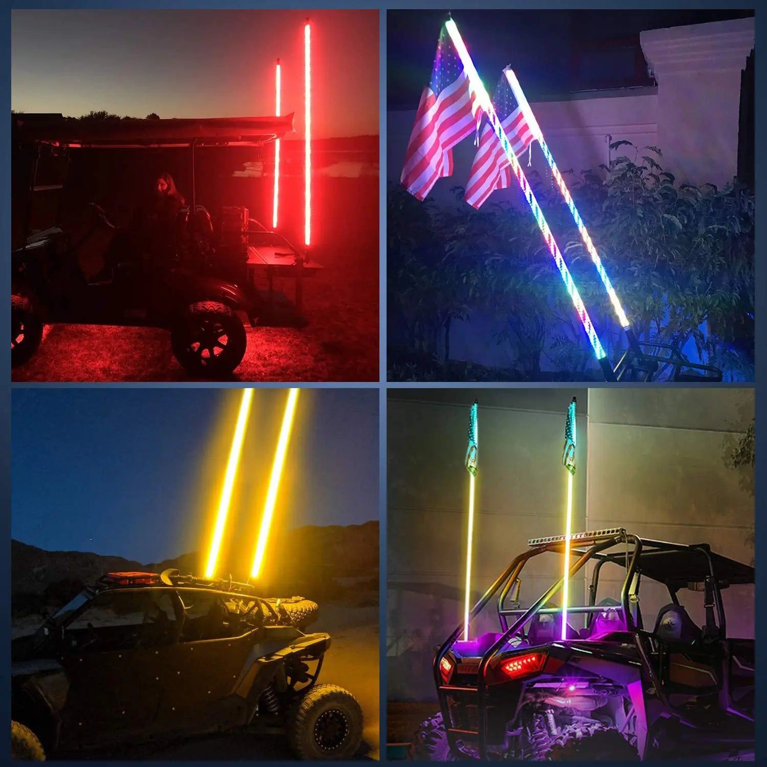 2Pcs 6FT Spiral Antenna with Spring Base LED Whip Light - RF Remote Control & 8.6FT Wire 5Pin Switch for Off-Road Vehicles, Trucks, ATVs, UTVs - Durable & Bright LED Light Bar for Night Driving, Camping, Outdoor Adventures