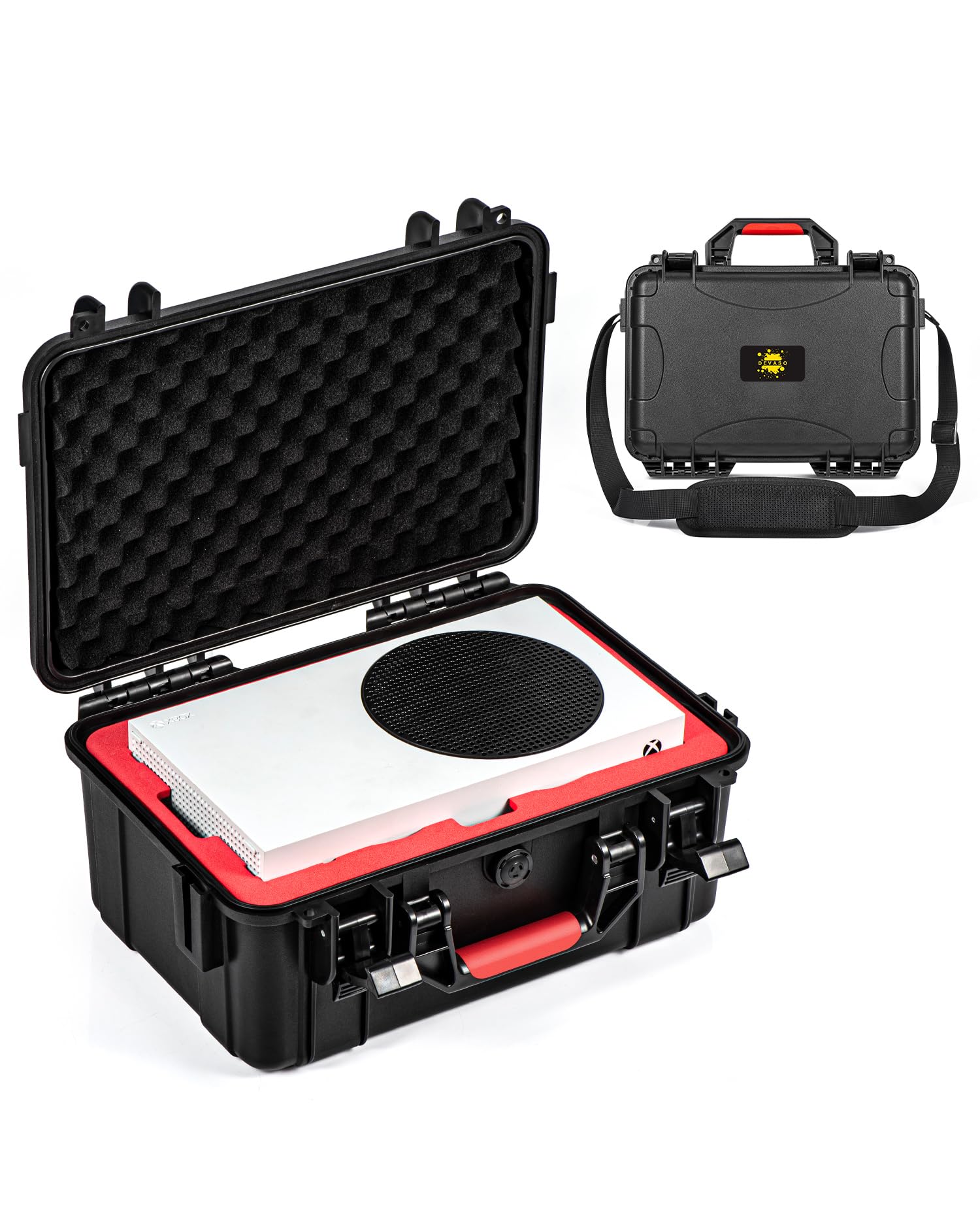 DEVASO Waterproof Hard Carrying Case for Xbox Series S - Shockproof Protective Storage with Soft Lining & Shoulder Strap | Perfect for Travel, Gaming Events & Accessories Organization