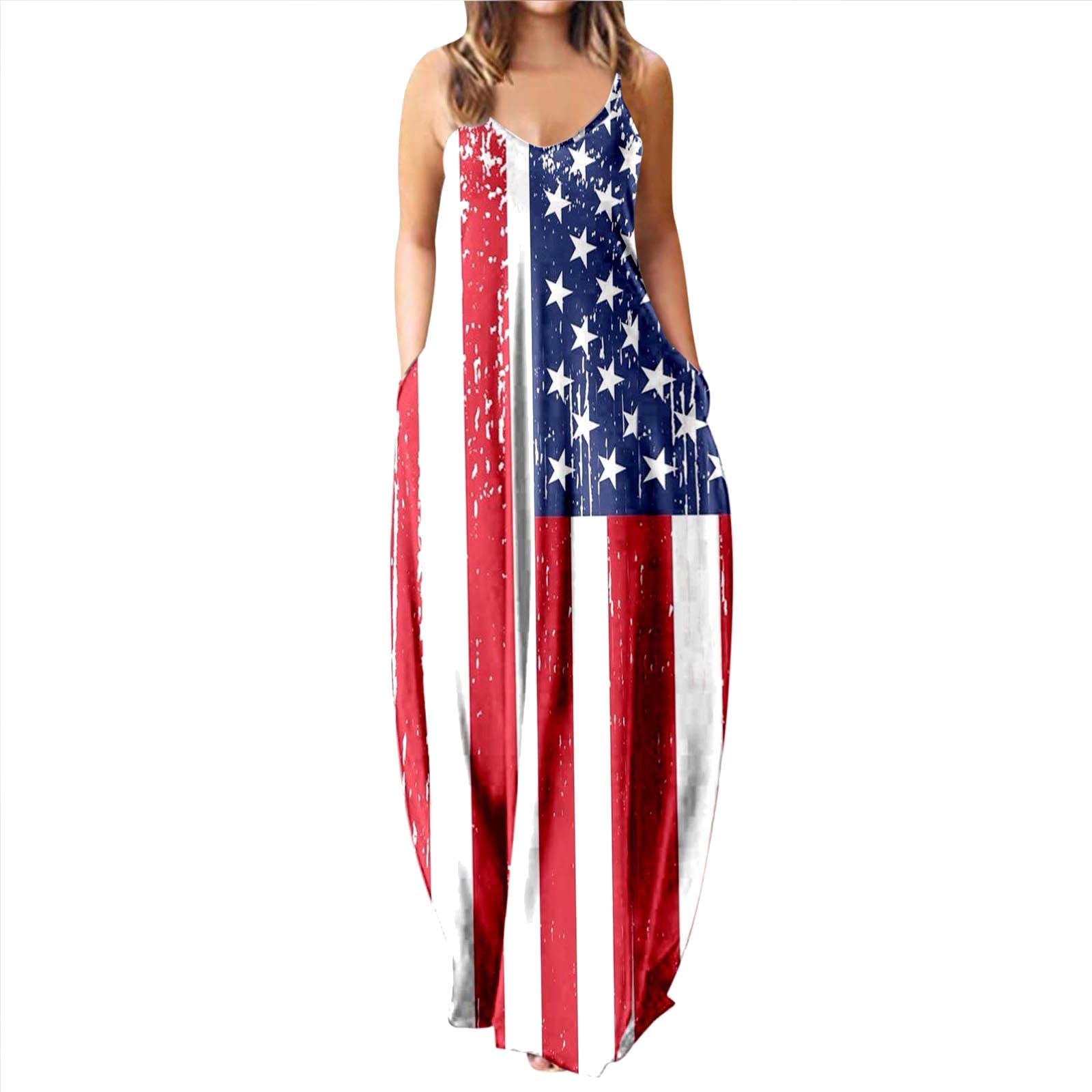 Women's Plus Size Casual Sleeveless Maxi Dress with Pockets - Flowy Hawaiian Beach Dress for Spring & Summer | Perfect for Vacations, Beach Outings & Outdoor Events