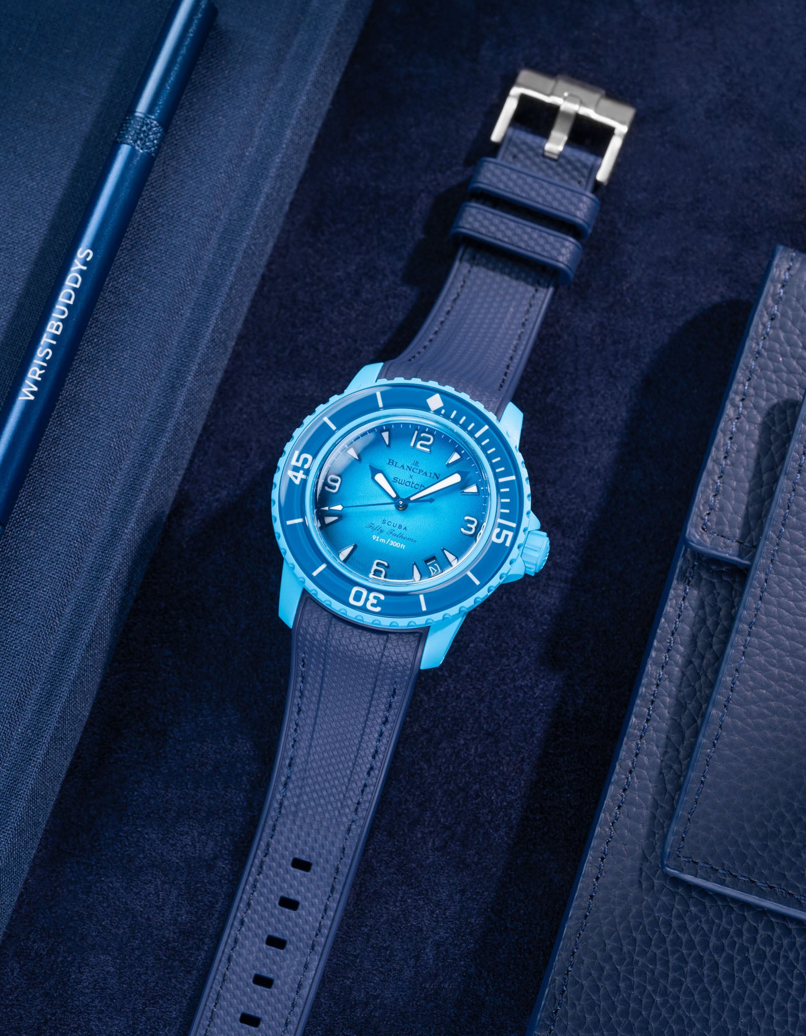 Premium Rubber Watch Strap for Blancpain x Swatch Blue Lagoon - Durable & Comfortable Replacement Band for Swimming, Diving & Everyday Wear