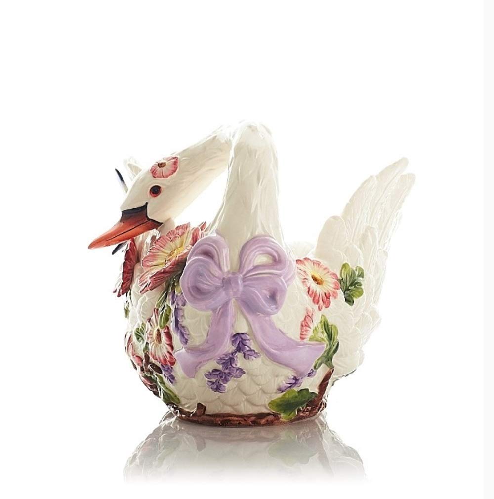 Elegant Swan-Shaped Ceramic Fruit Bowl - Large European Style Serving Tray for Fruits, Candy & Desserts | Perfect for Dining Table Centerpiece, Party Platters & Home Decor
