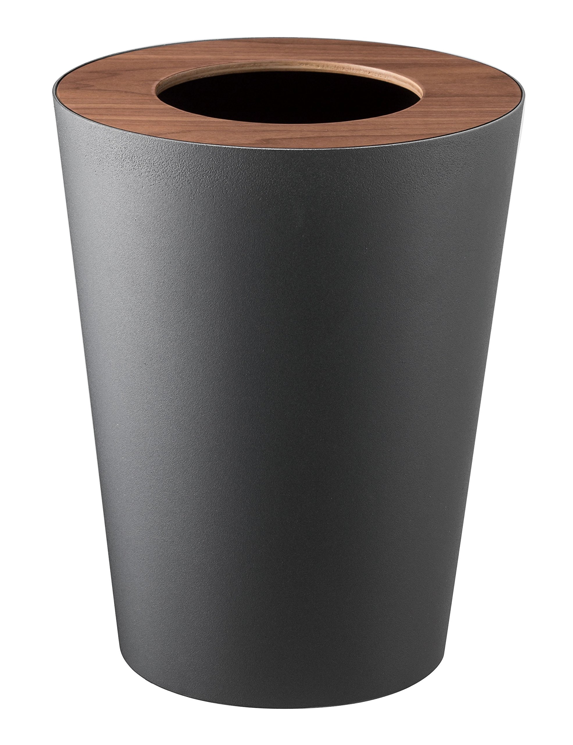 Yamazaki Home Small Modern Wastebasket - Stainless Steel & Walnut Wood Trash Can for Bathroom, Kitchen, Office | Perfect for Small Spaces, Home Decor & Waste Disposal