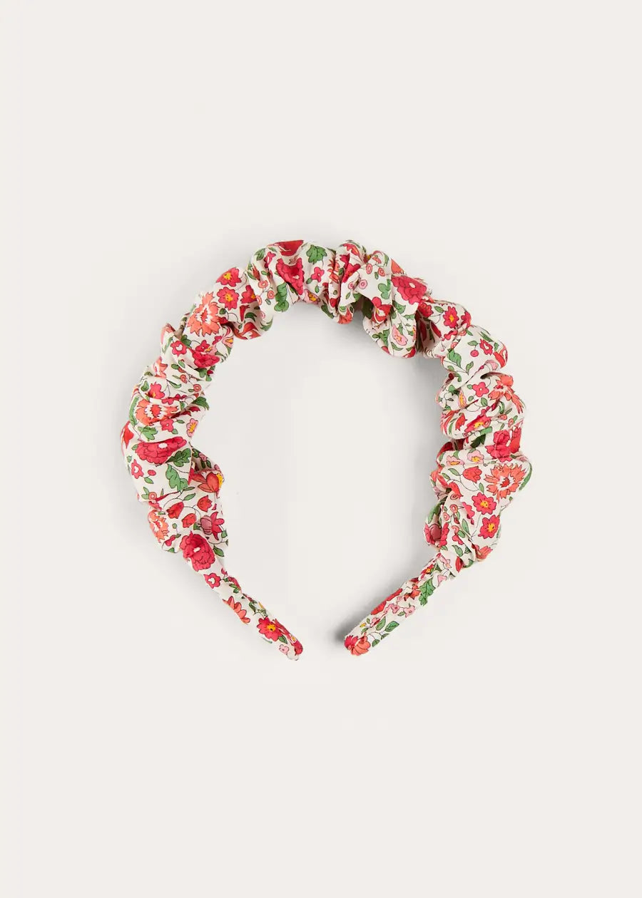Margot Liberty Floral Scrunchie Hairband - Red Hair Tie for Women | Perfect for Workouts, Yoga, and Everyday Style