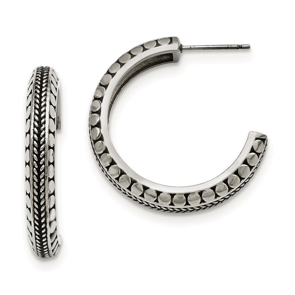Vintage Stainless Steel Post Hoop Earrings for Women - Polished & Antiqued Finish - Hypoallergenic Dangle Earrings for Everyday Wear, Parties & Gifts