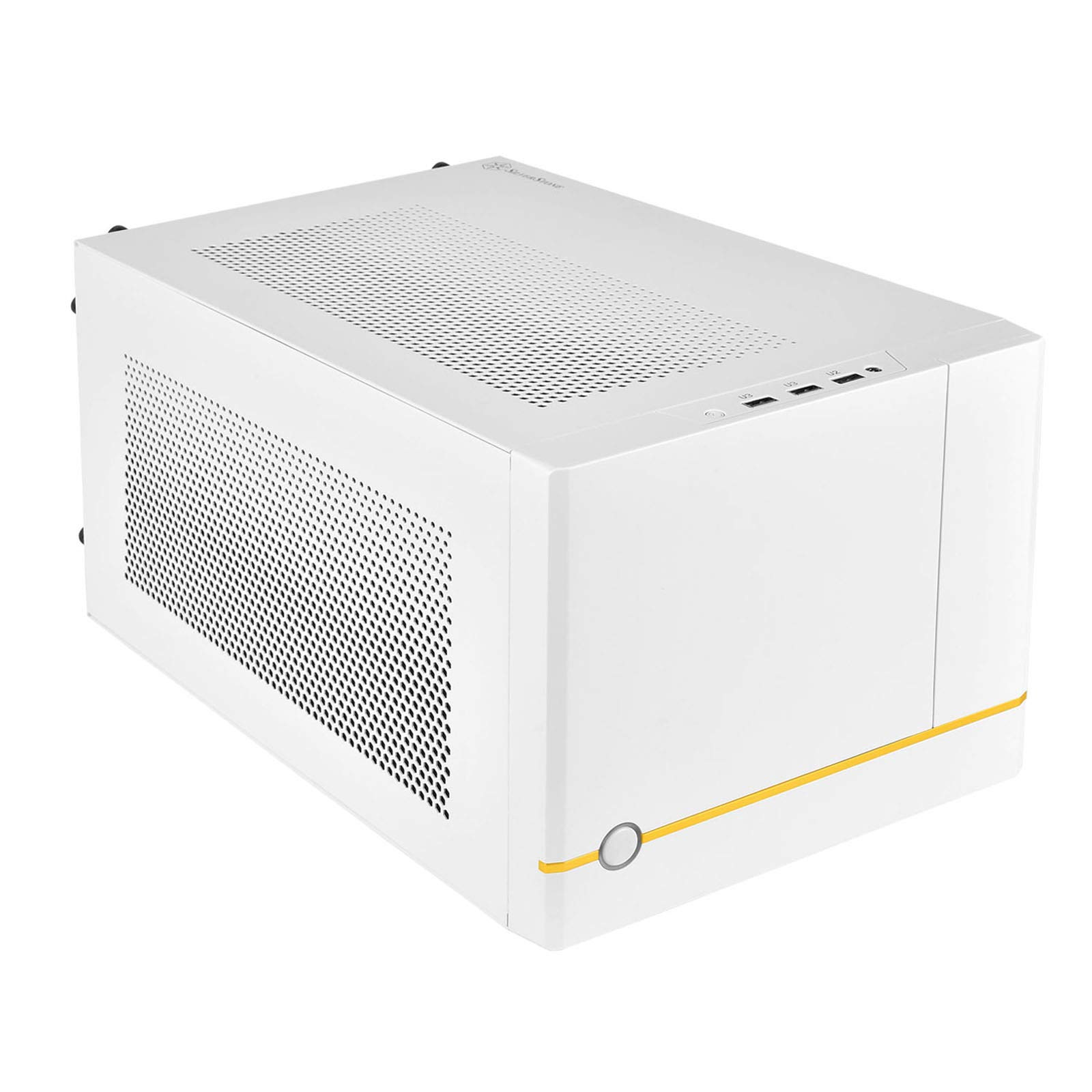 SilverStone Technology SUGO 14 SG14 White Mini-ITX Cube PC Case - Supports 3 Slot Full Length GPUs, ATX PSU & 240mm AIO - 4 Removable Panels (SST-SG14W) - Perfect for Compact Gaming Rigs & Home Theater PCs